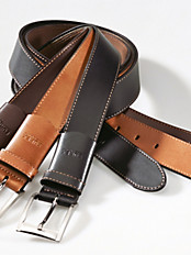 Eurex by Brax - Herren-Ledergürtel mit satinierter Metallschließe