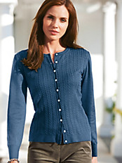Peter Hahn - Rundhals-Jacke mit feinen Zopf-Strukturen