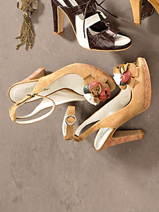 Uta Raasch - Peeptoe-Pumps mit Plateau und Kork-Absatz