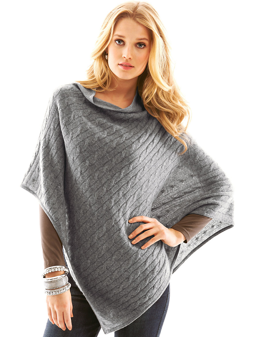 cashmere - Poncho aus reinem Kaschmir - Grau-Melange cashmere - Poncho aus reinem Kaschmir - Grau-Melange