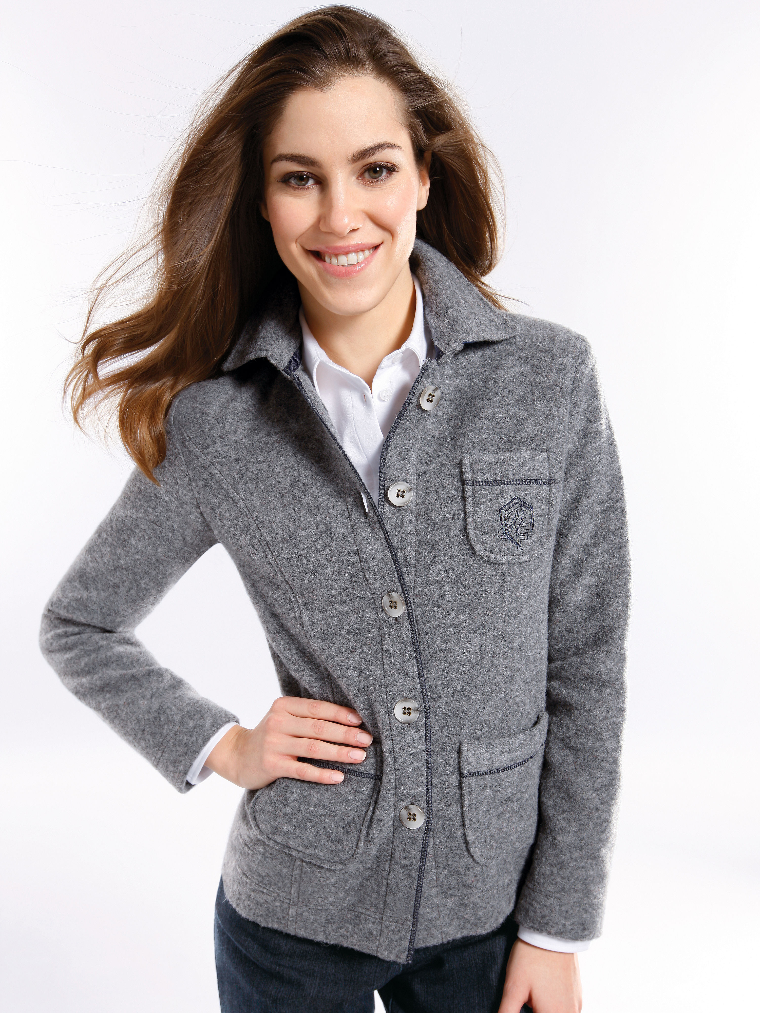 Image of Milled wool jacket Peter Hahn grey