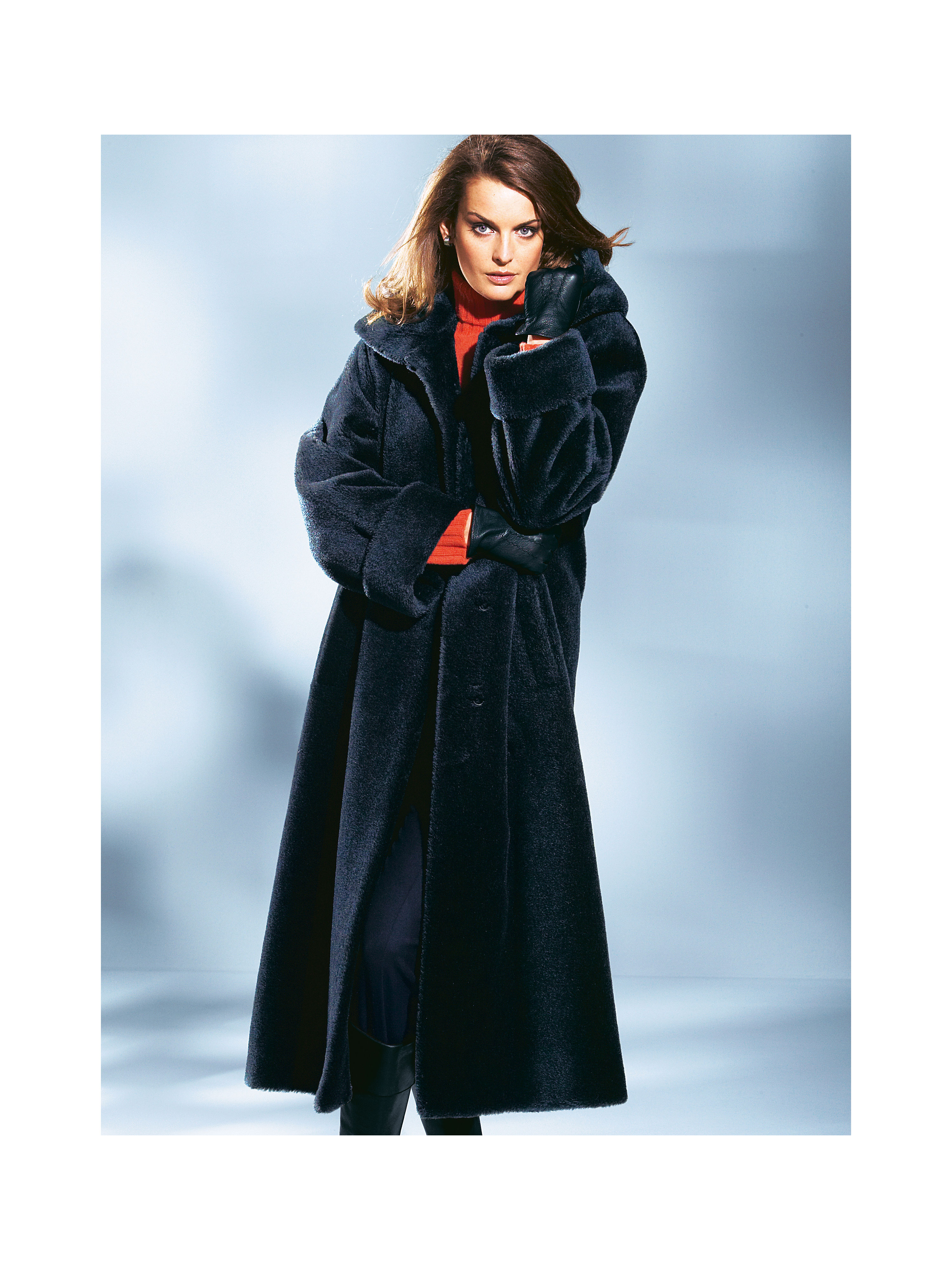 Image of Hooded coat in feathery light, radiant alpaca Peter Hahn multicoloured