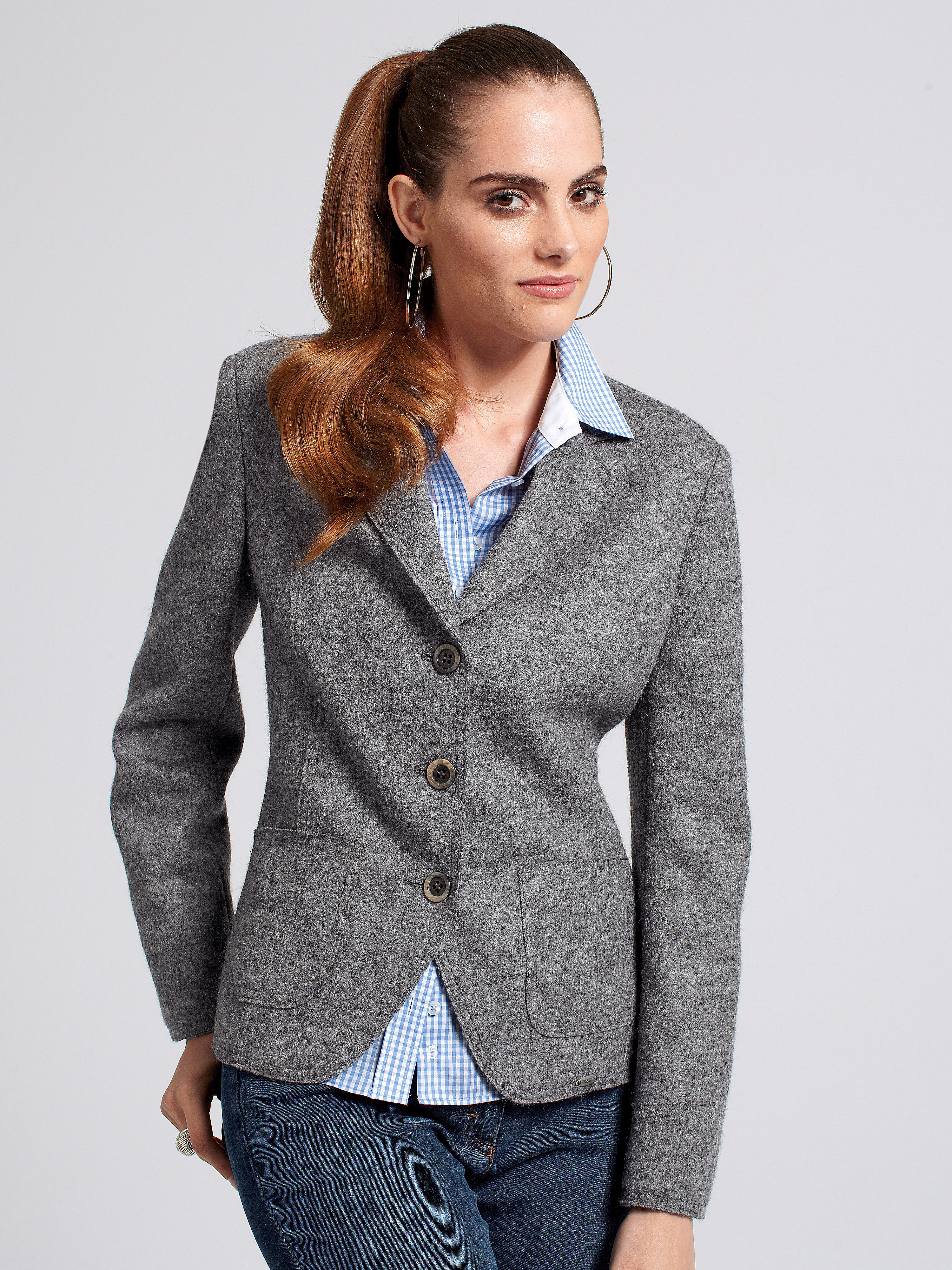 Image of Milled wool blazer Giesswein grey