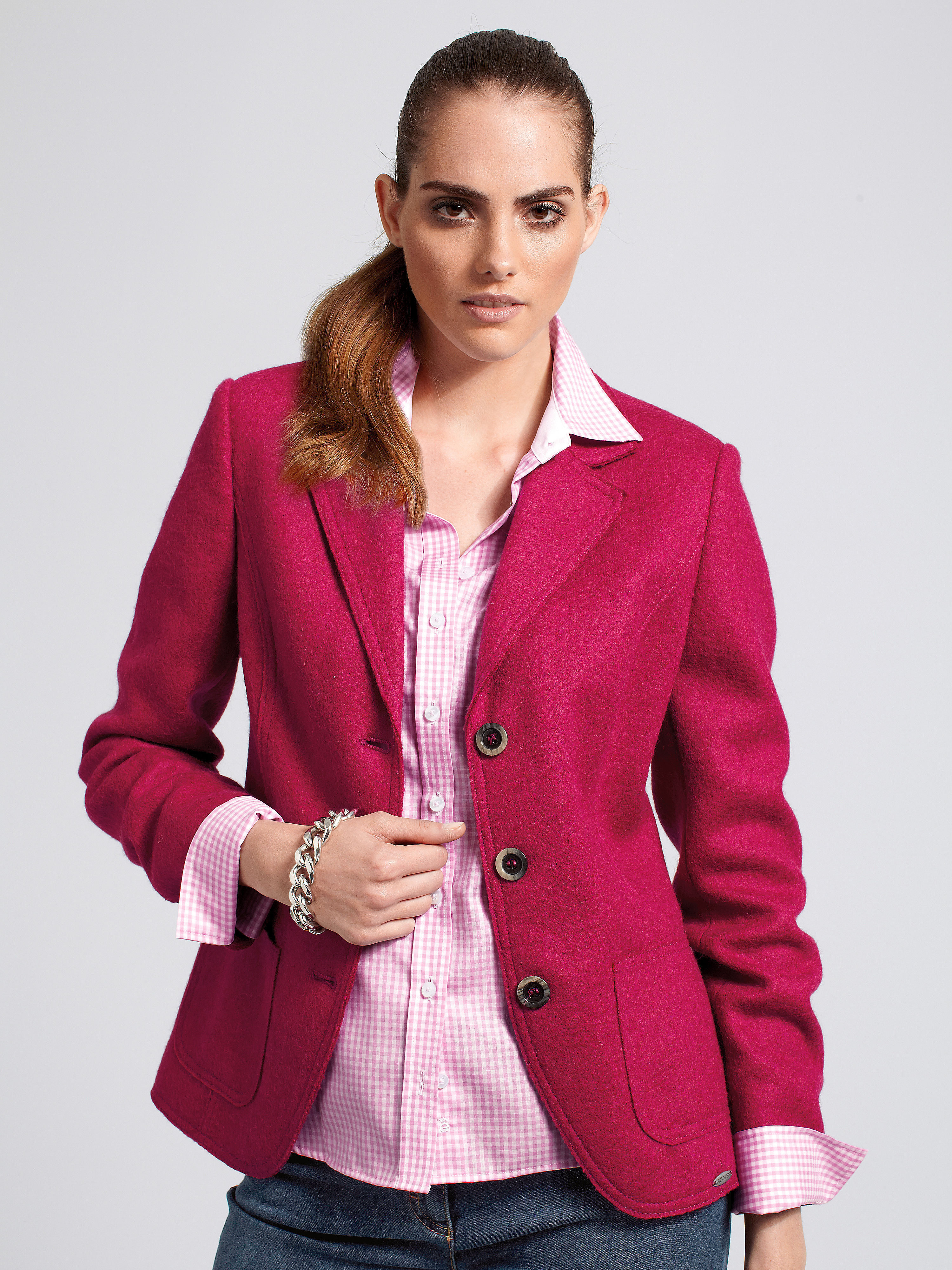 Image of Milled wool blazer Giesswein bright pink