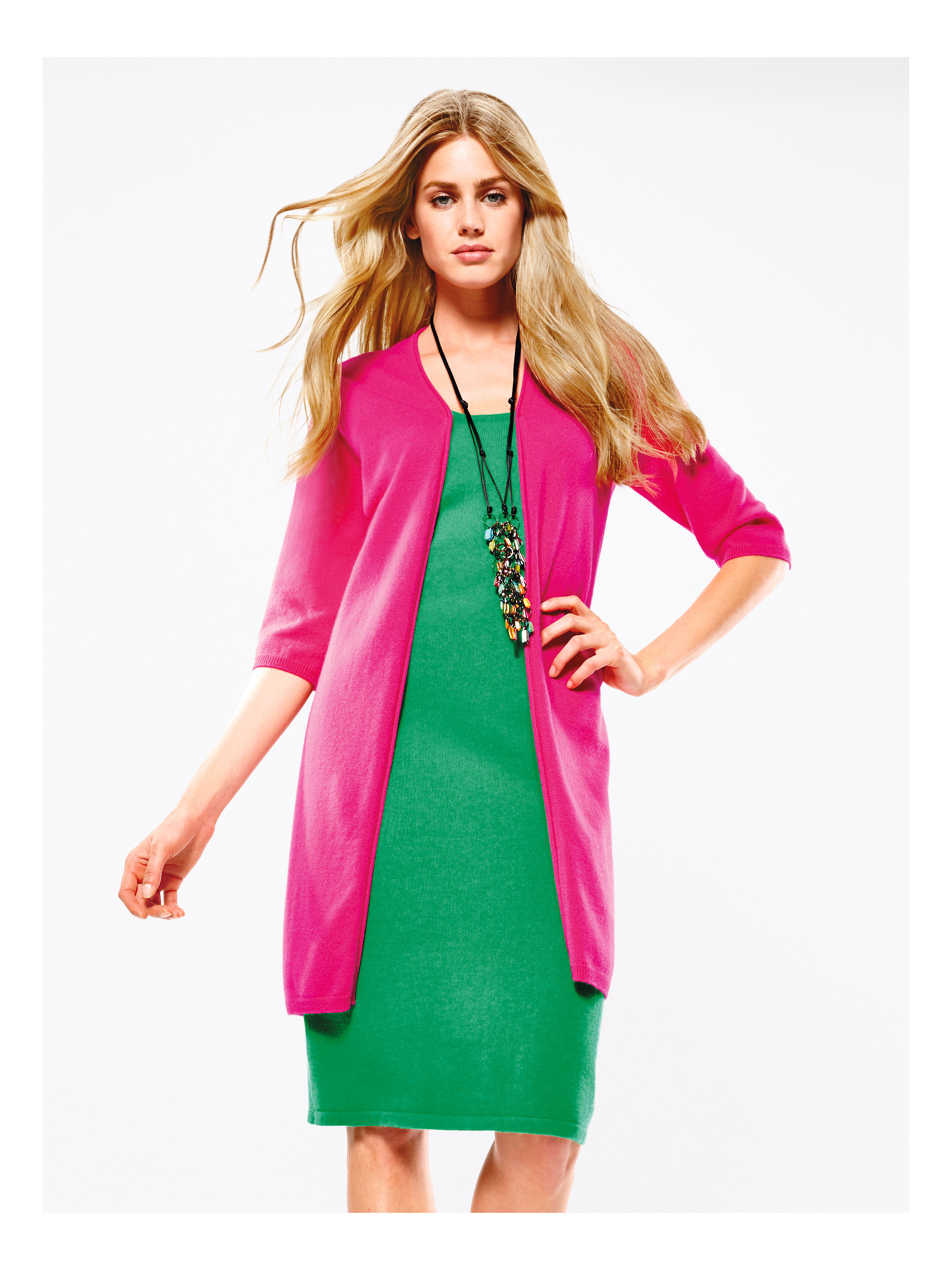 Image of Dress in 100% cashmere cashmere green