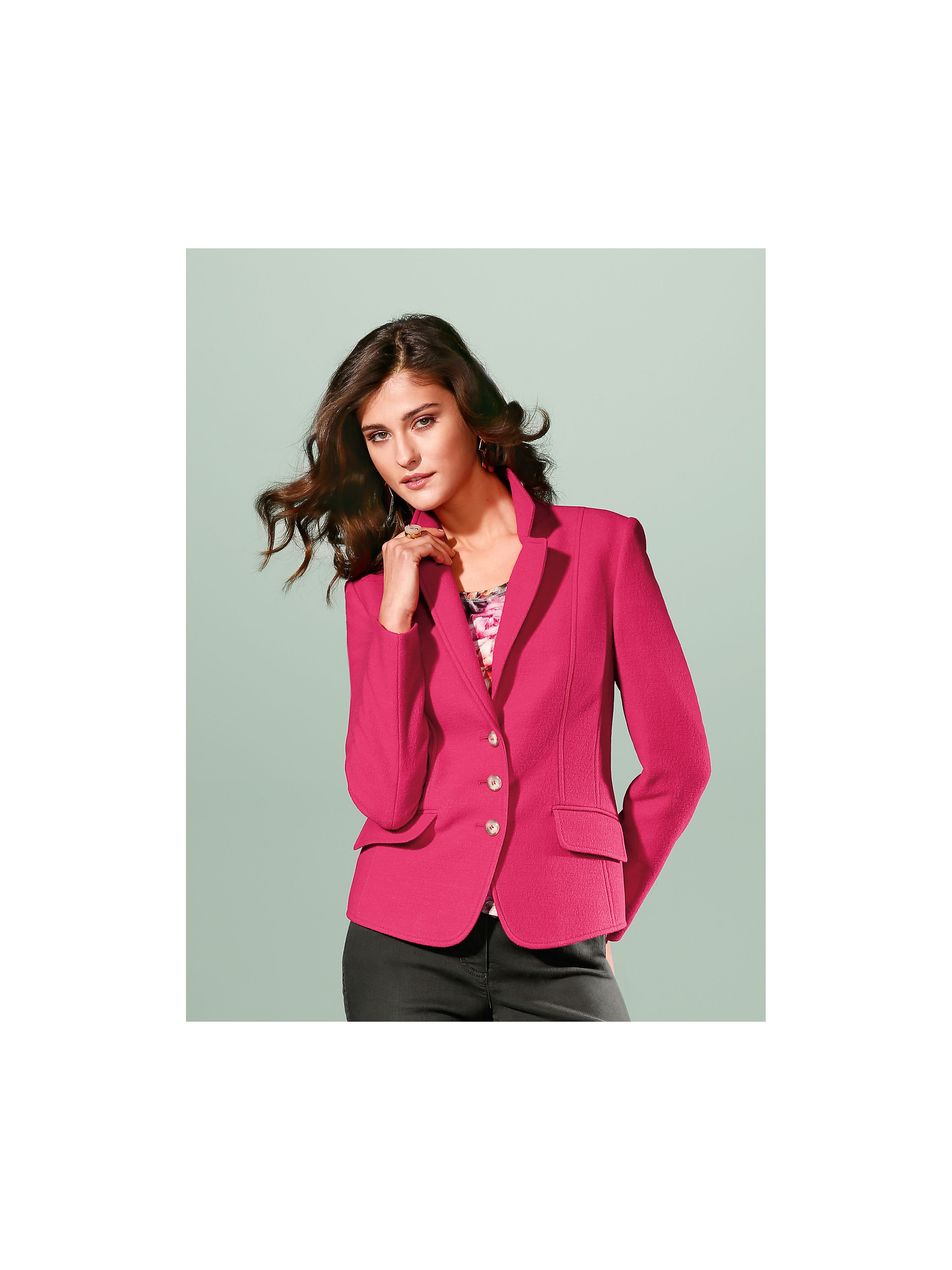 Image of Blazer in 100% new milled wool Basler bright pink