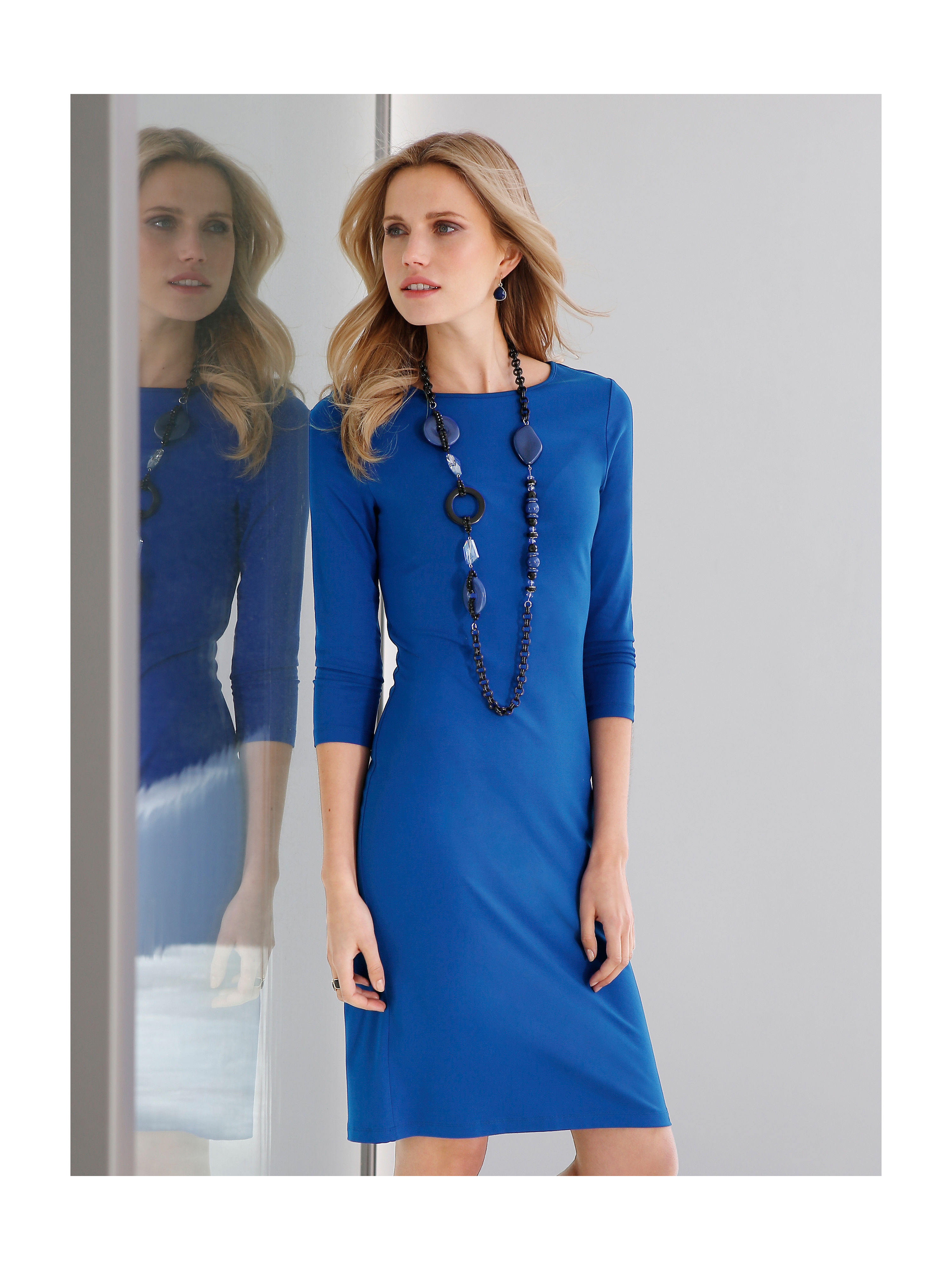 Image of Jersey dress with 3/4-length sleeves Peter Hahn blue