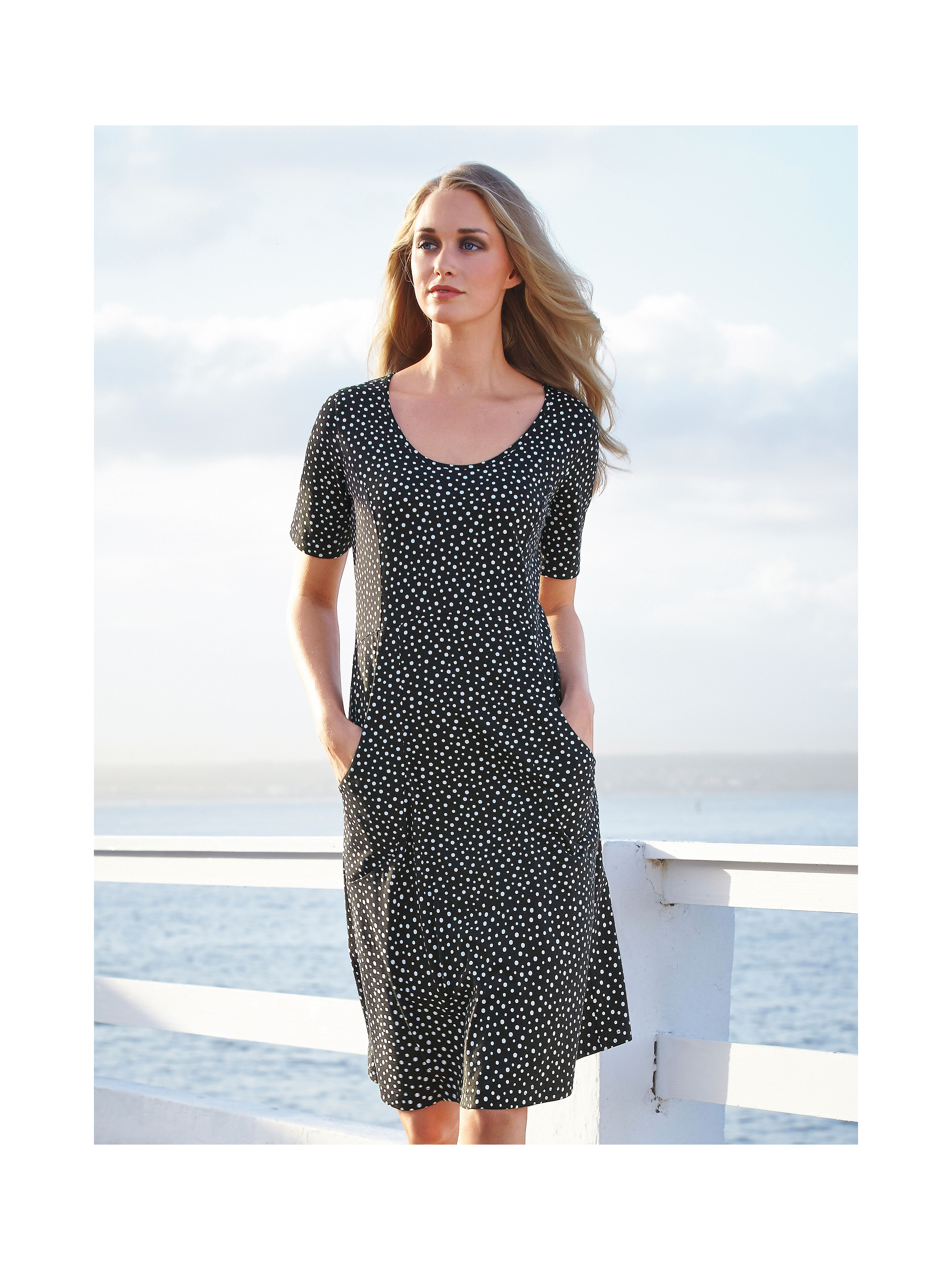Image of Dress with 1/2-length sleeves Green Cotton multicoloured size: 12