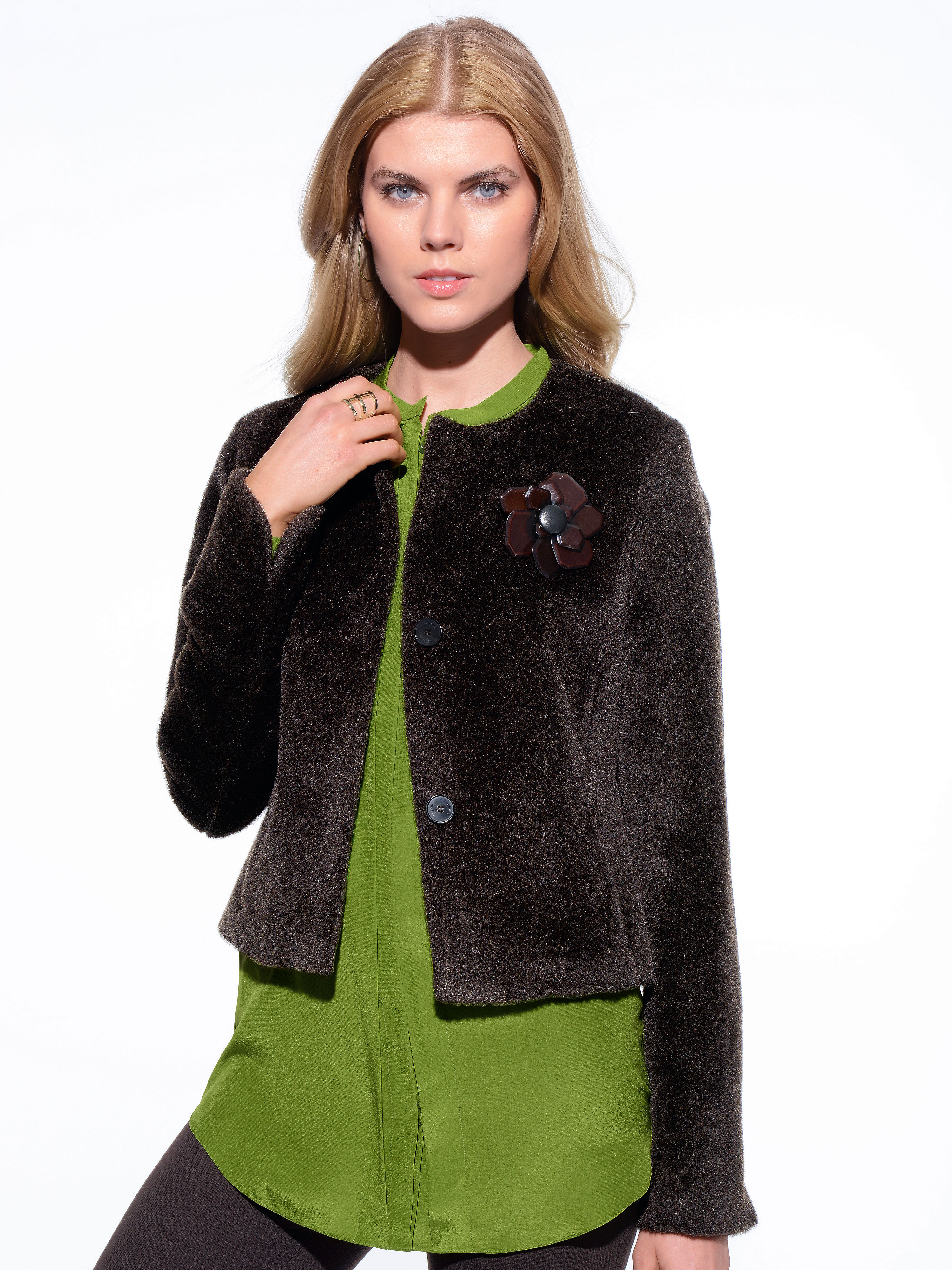 Image of Jacket with a concealed button band St. Emile brown