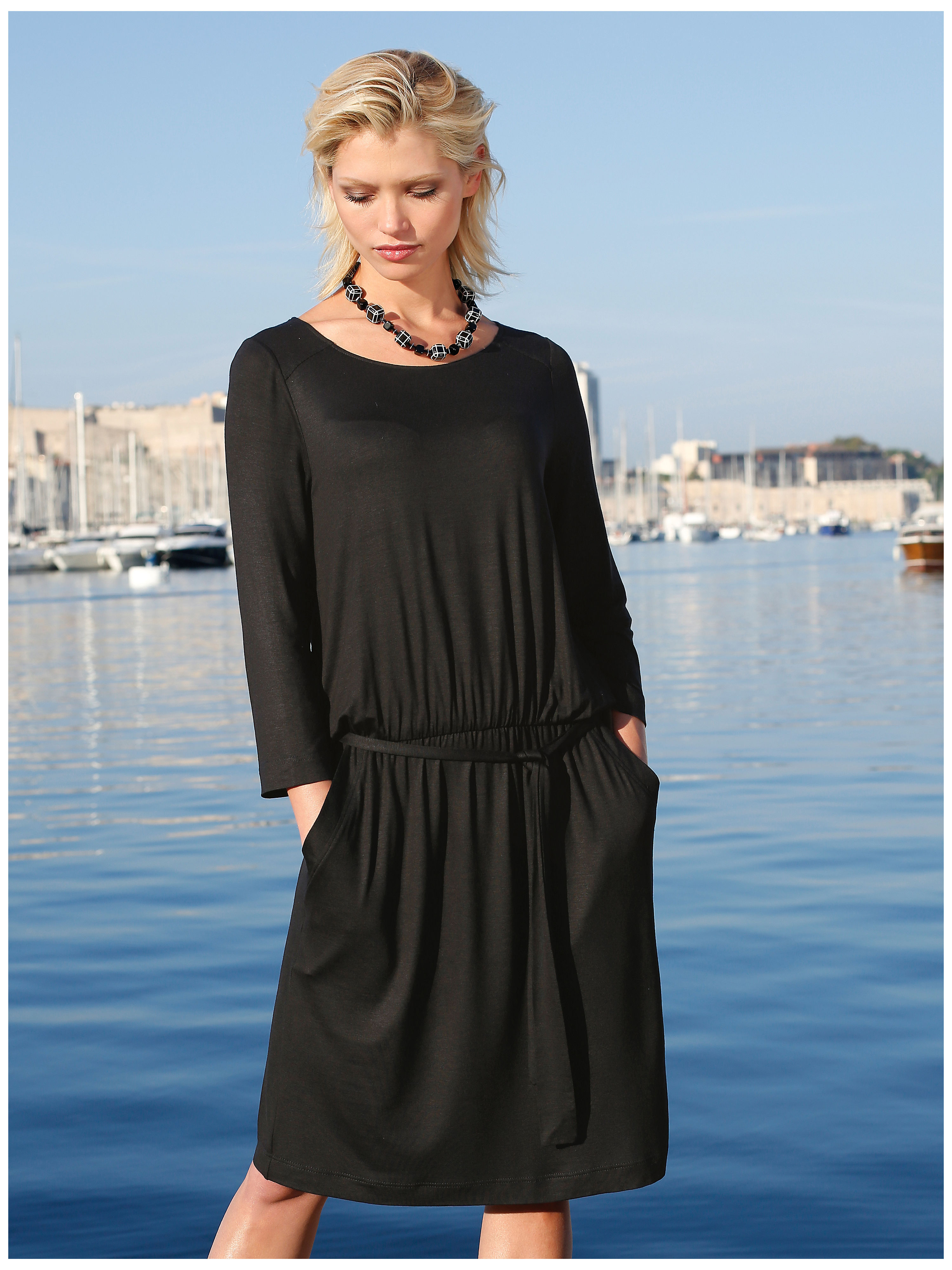 Image of Jersey dress with 3/4-length sleeves Uta Raasch black