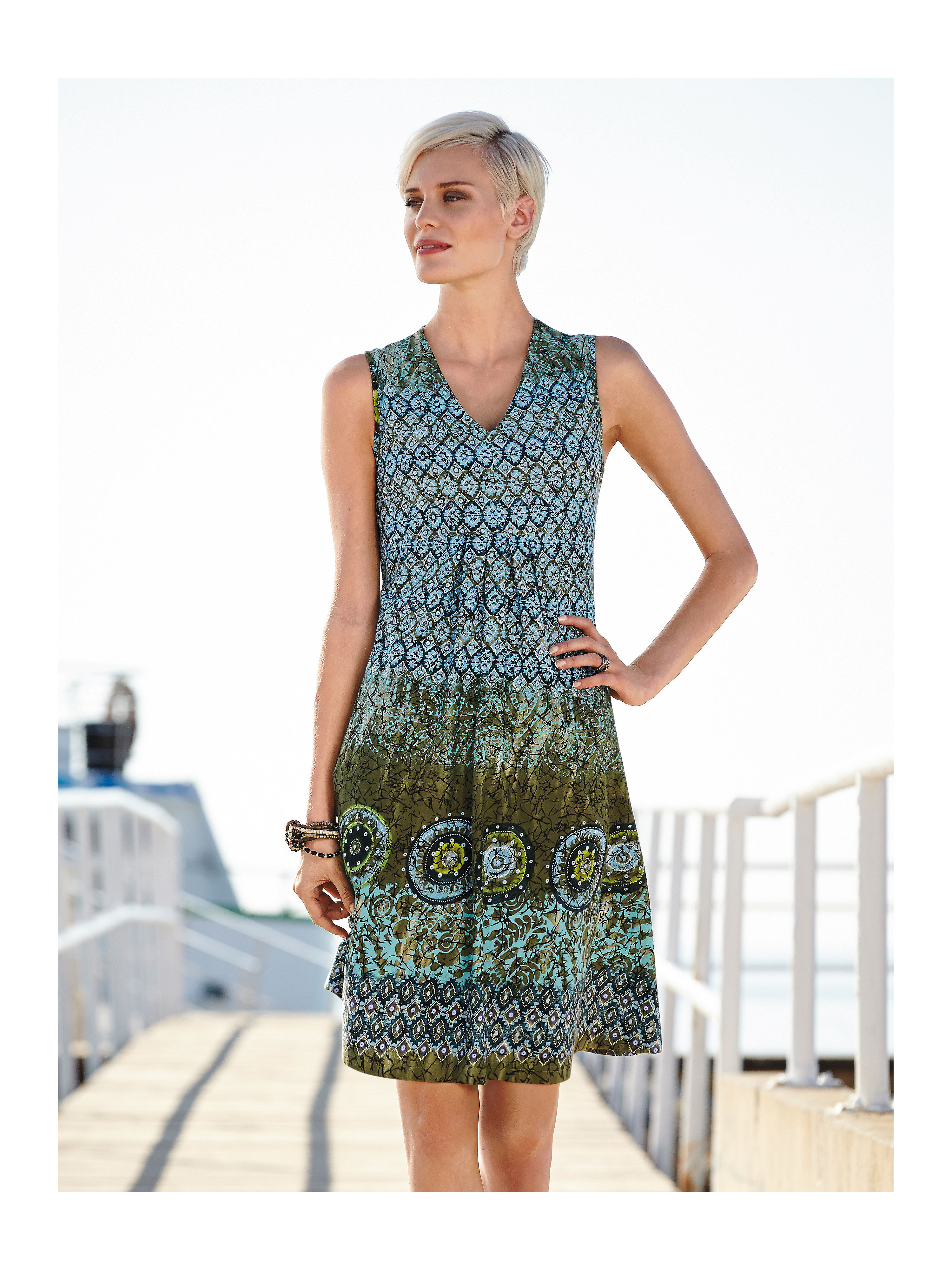 Image of Summer sun dress Green Cotton turquoise size: 18