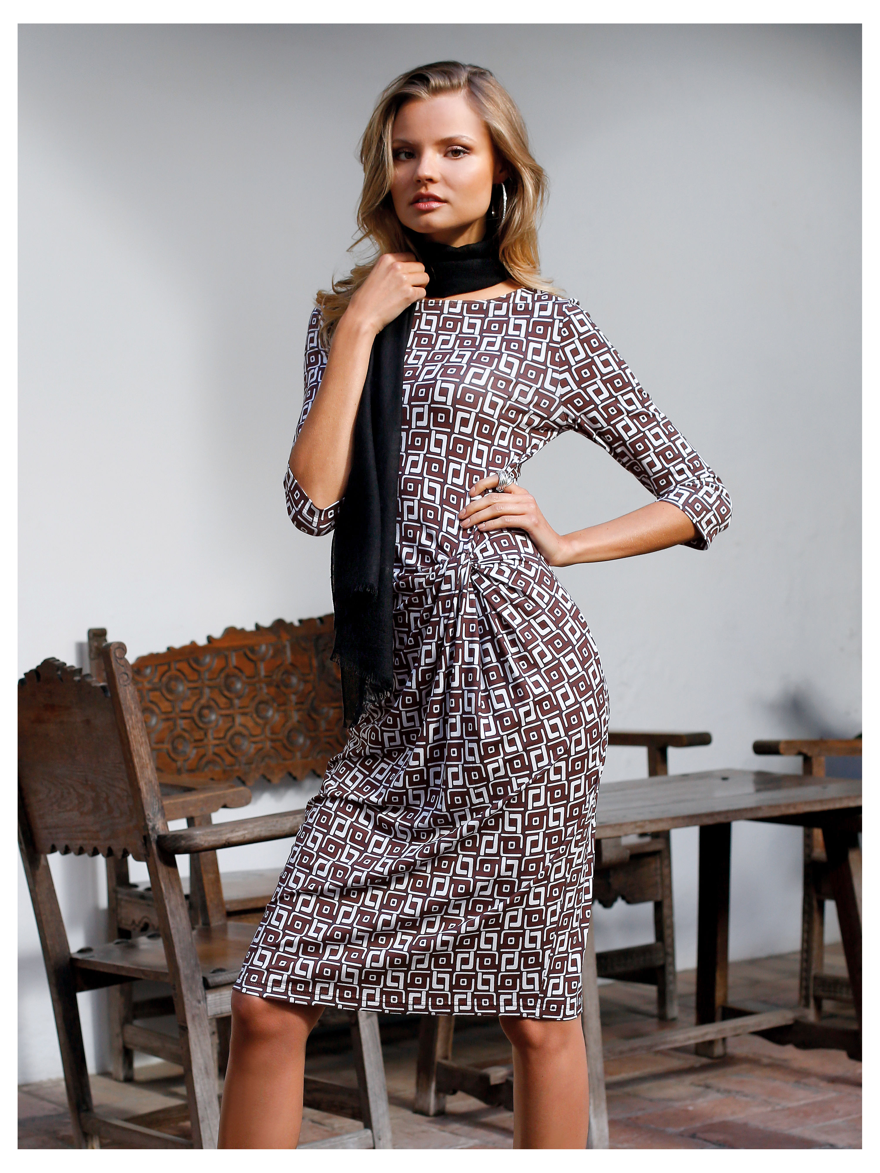 Image of Jersey dress with 3/4-length sleeves Uta Raasch multicoloured size: 12