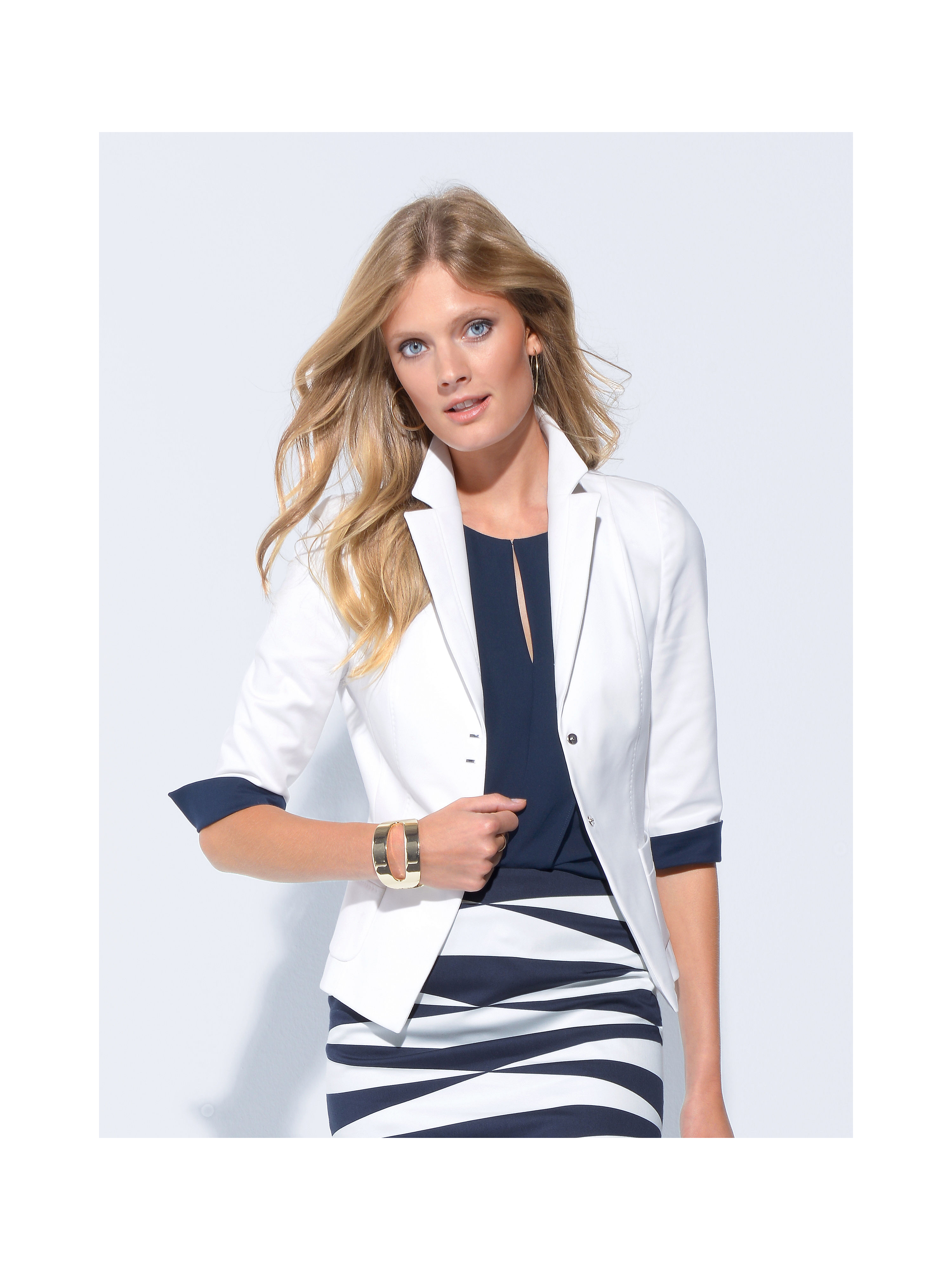 Image of Blazer with 3/4-length sleeves Laurèl white size: 10