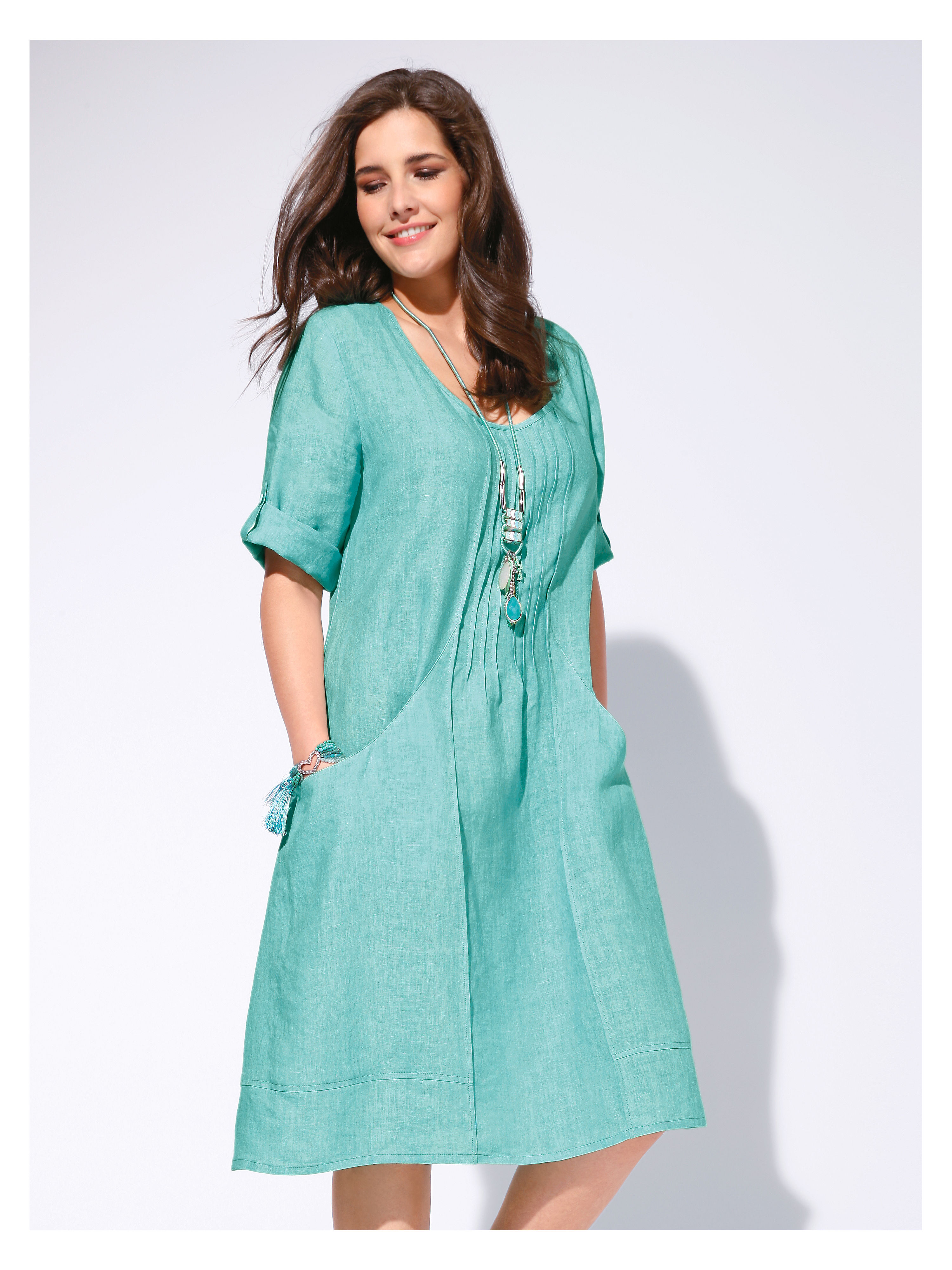 Image of Dress with 3/4-length sleeves Anna Aura turquoise