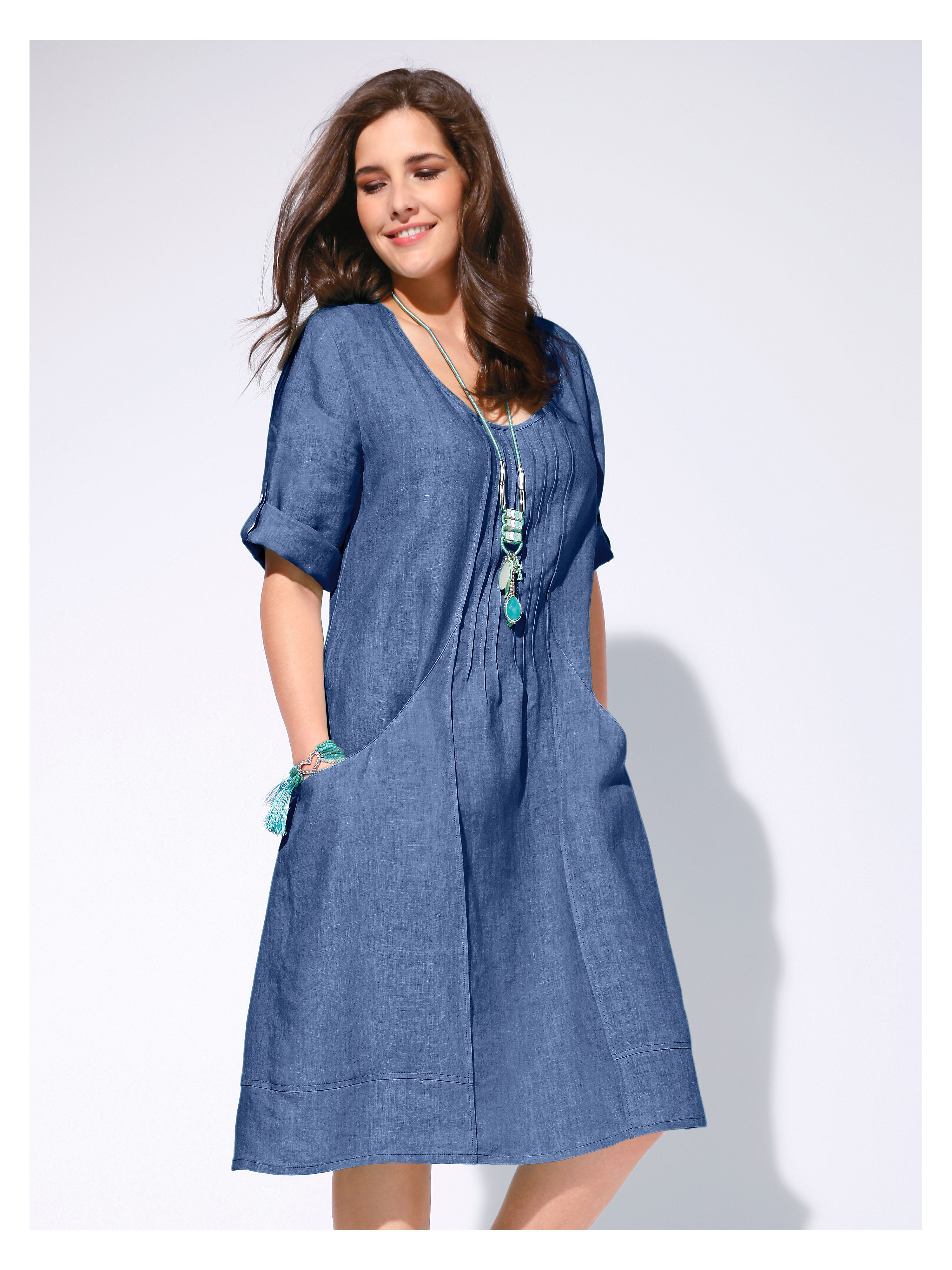 Image of Dress with 3/4-length sleeves Anna Aura blue
