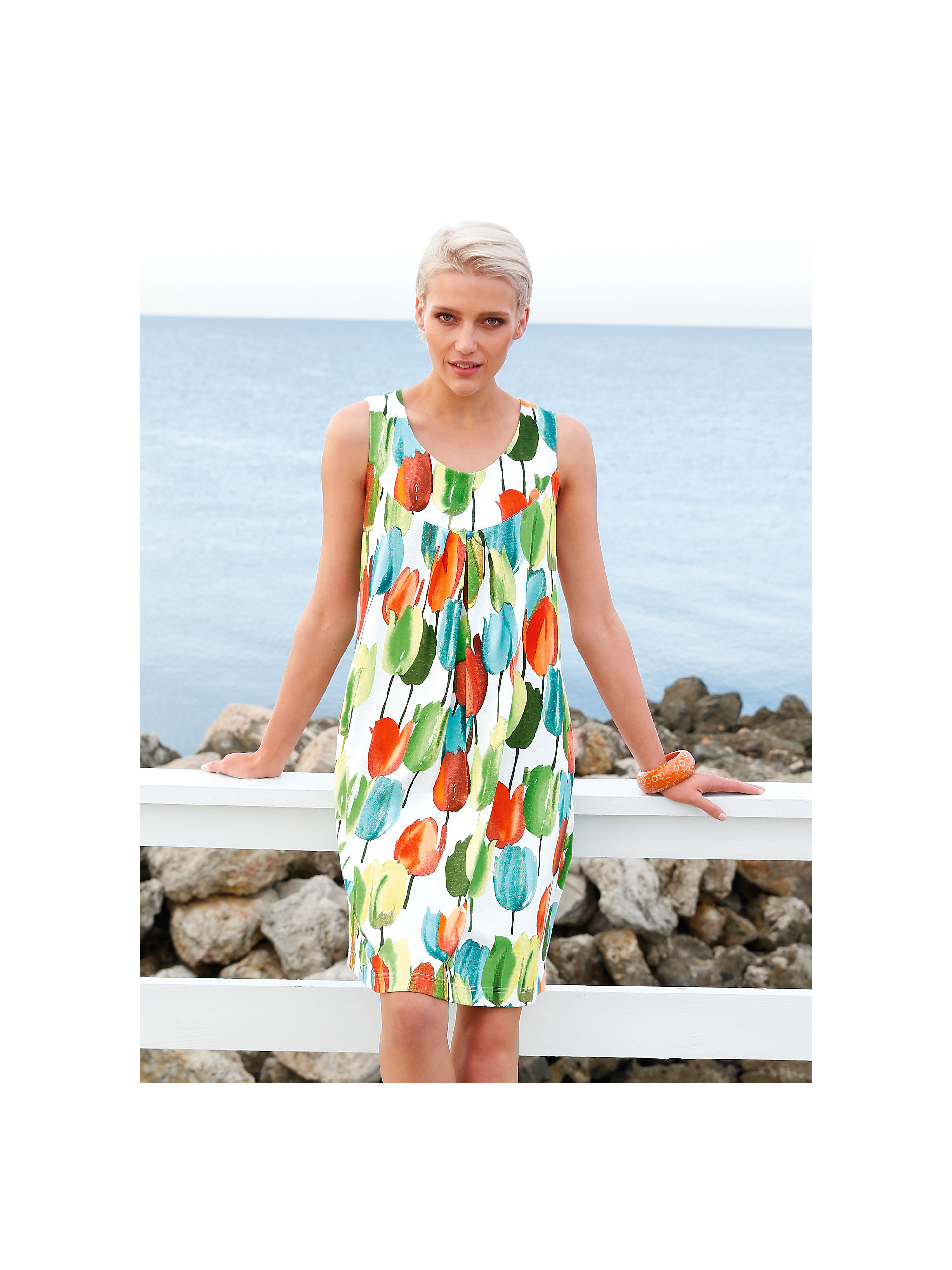 Image of Smock dress Green Cotton multicoloured