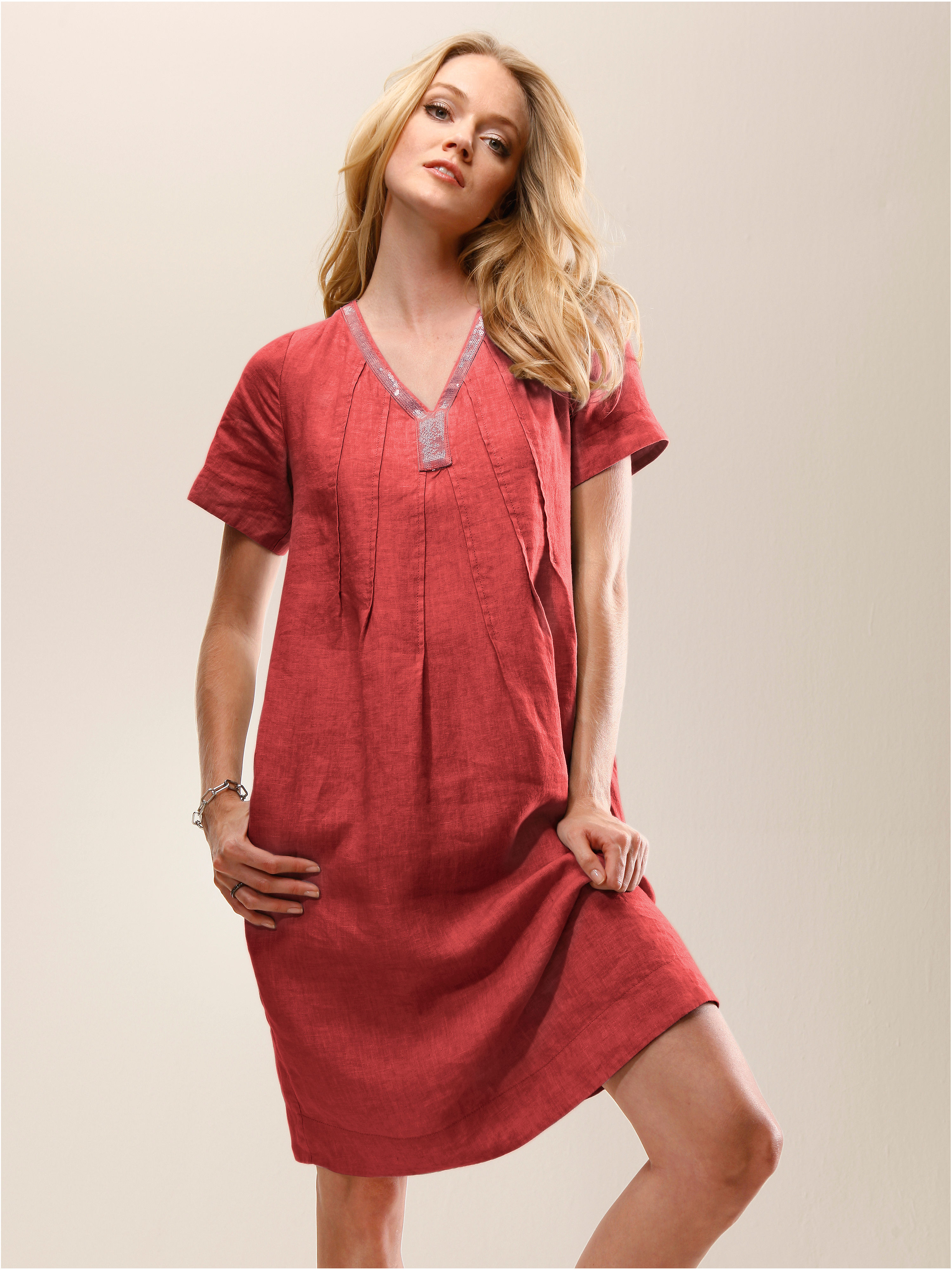 Image of Dress in 100% linen Uta Raasch orange