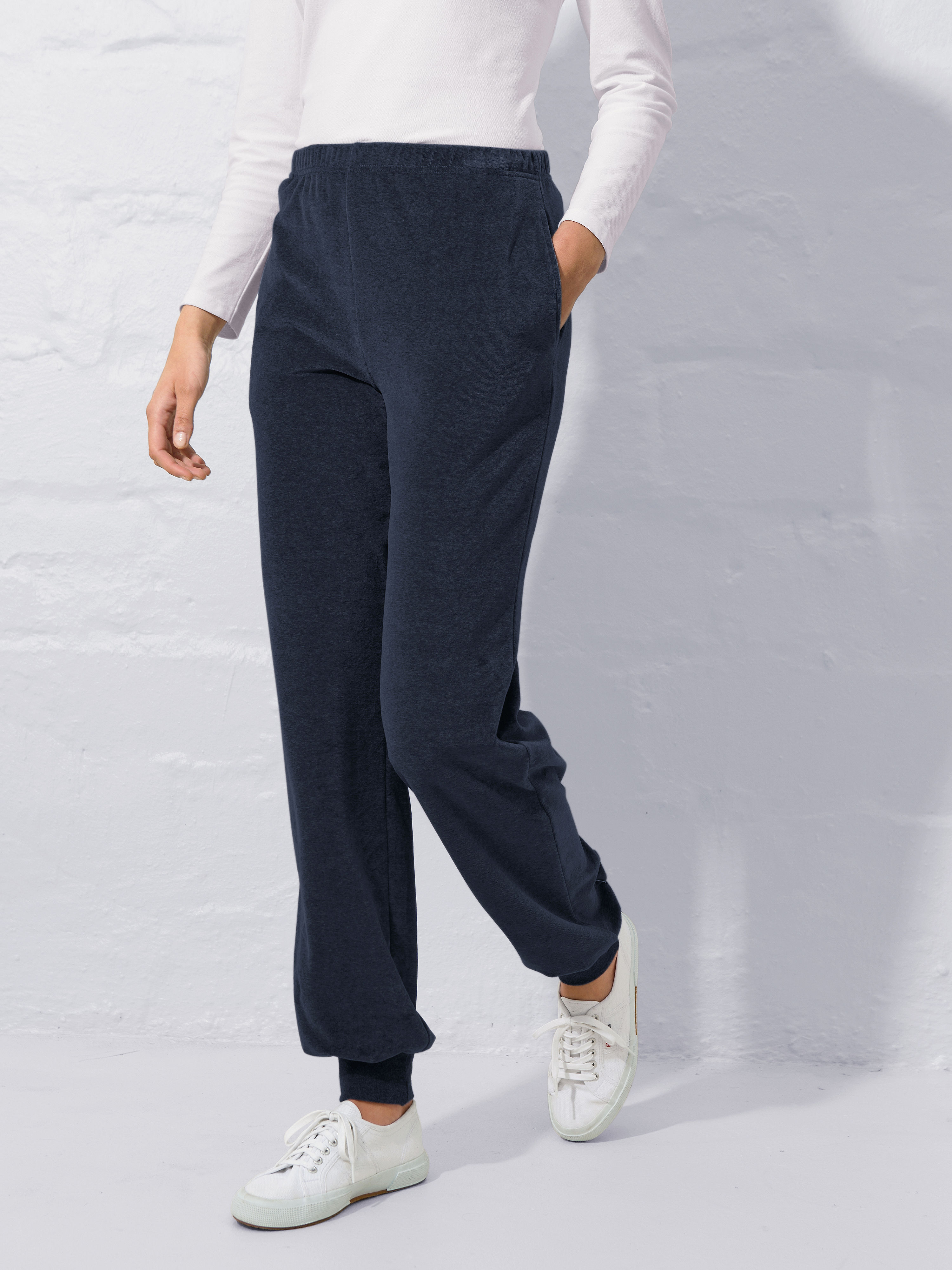 Image of Velour trousers Peter Hahn blue size: 30