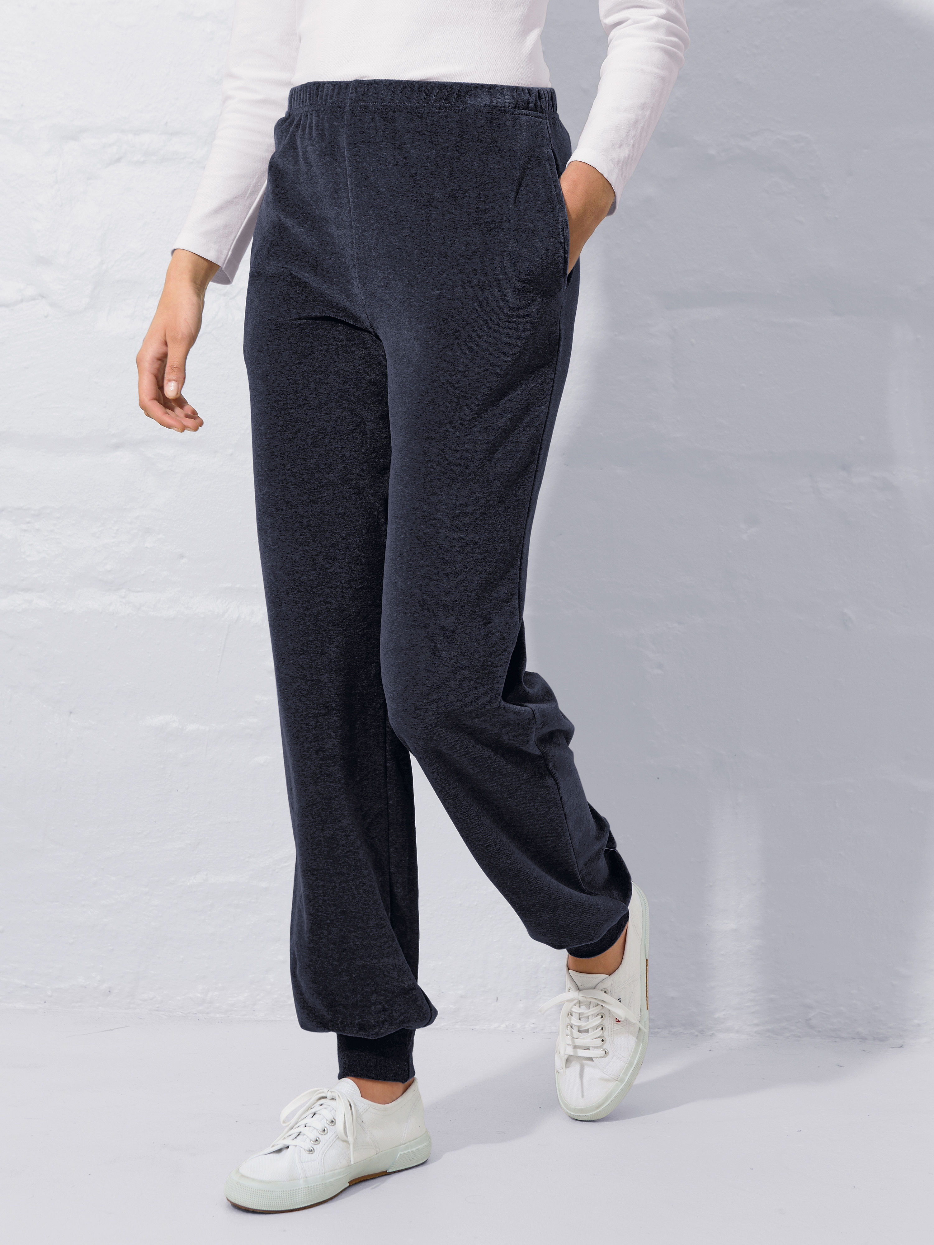 Image of Velour trousers Peter Hahn blue