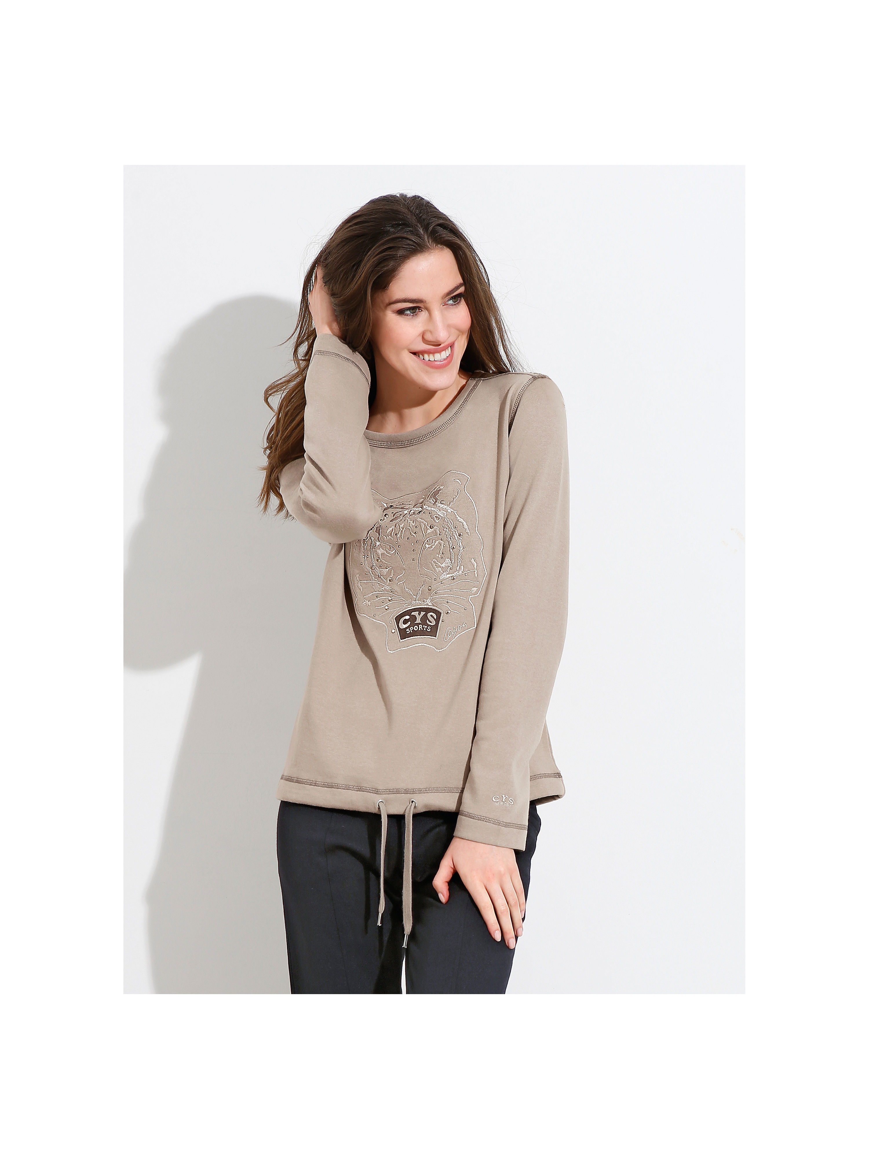 Image of Sweatshirt with a drawstring at the seam Canyon beige