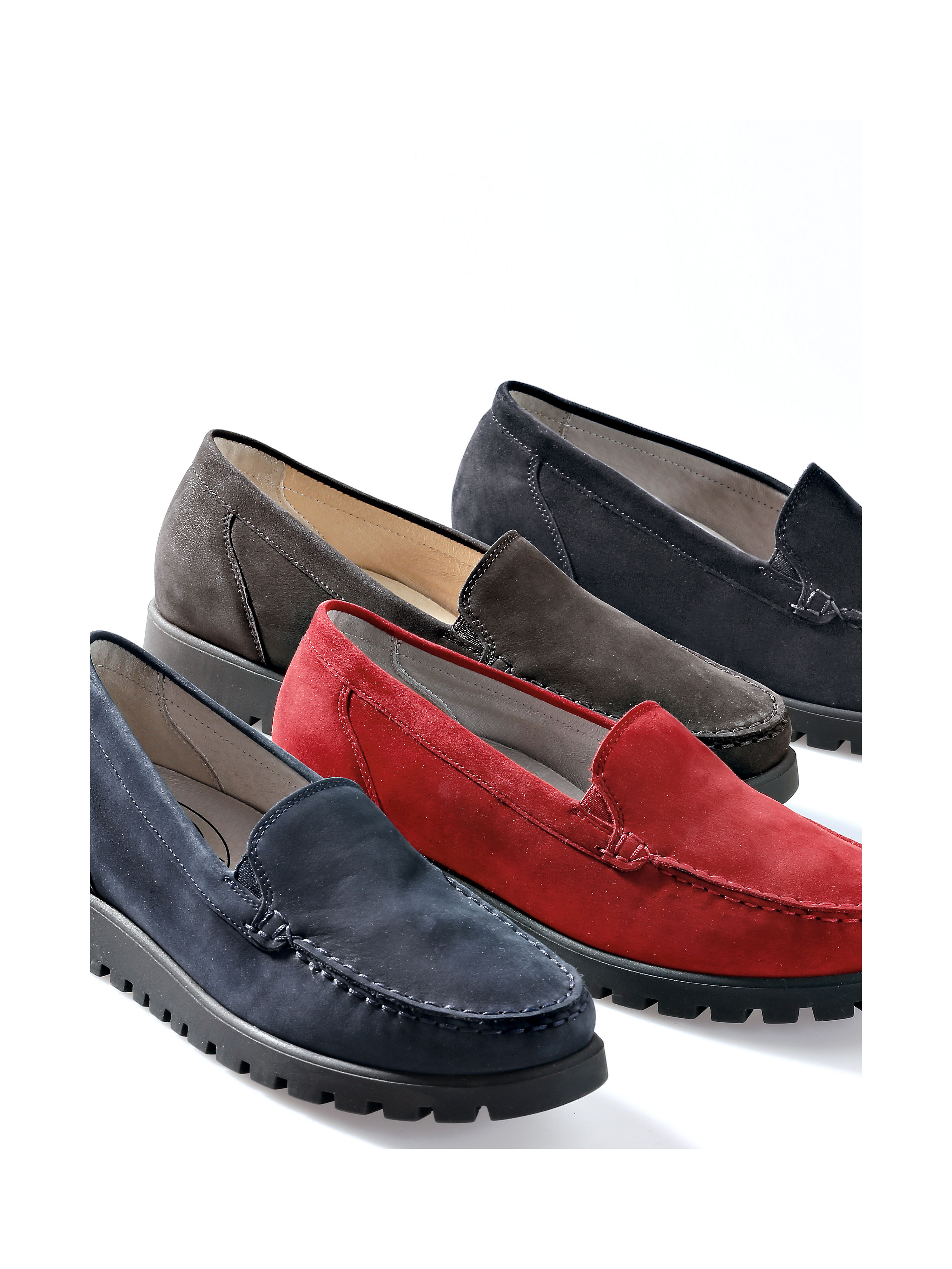 Image of Water-repellent cowskin nubuck leather moccasins Waldläufer brown