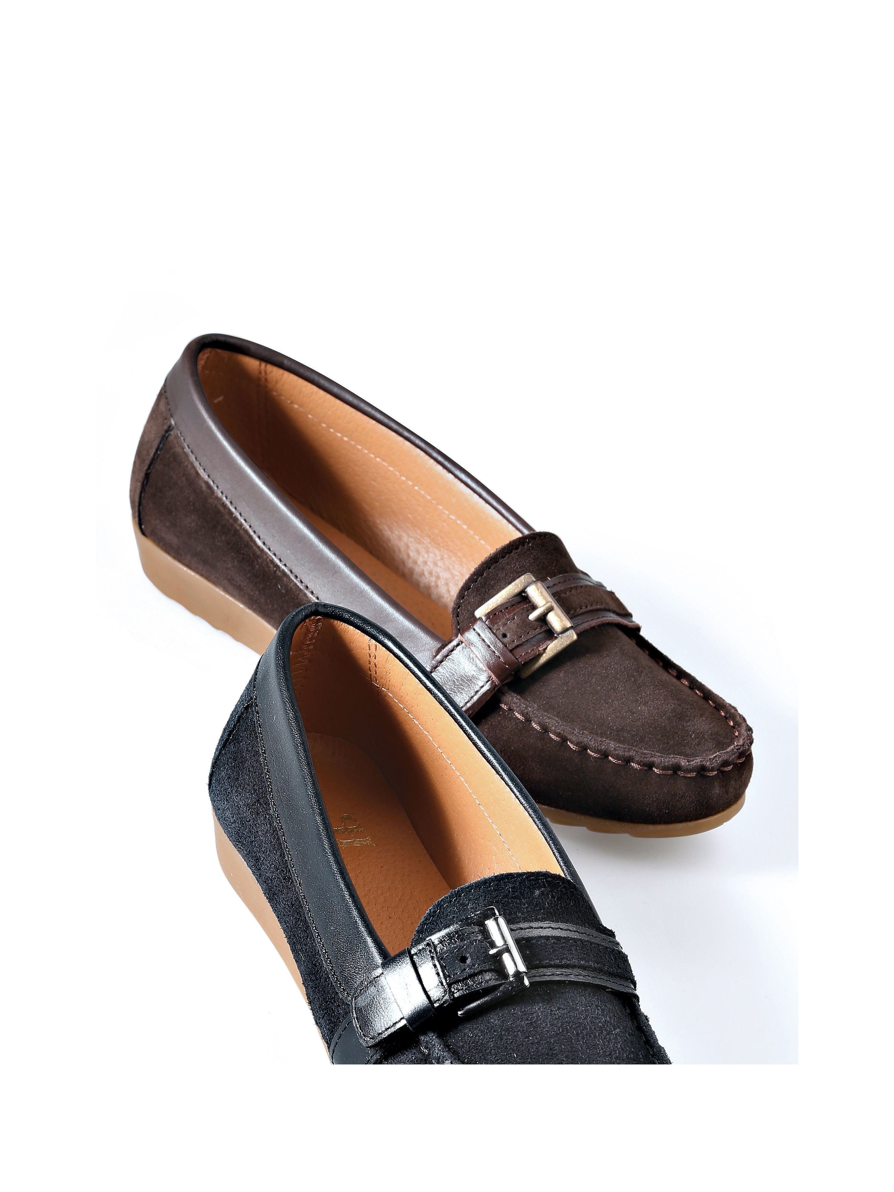 Image of Moccasins with striking stitching Peter Hahn brown
