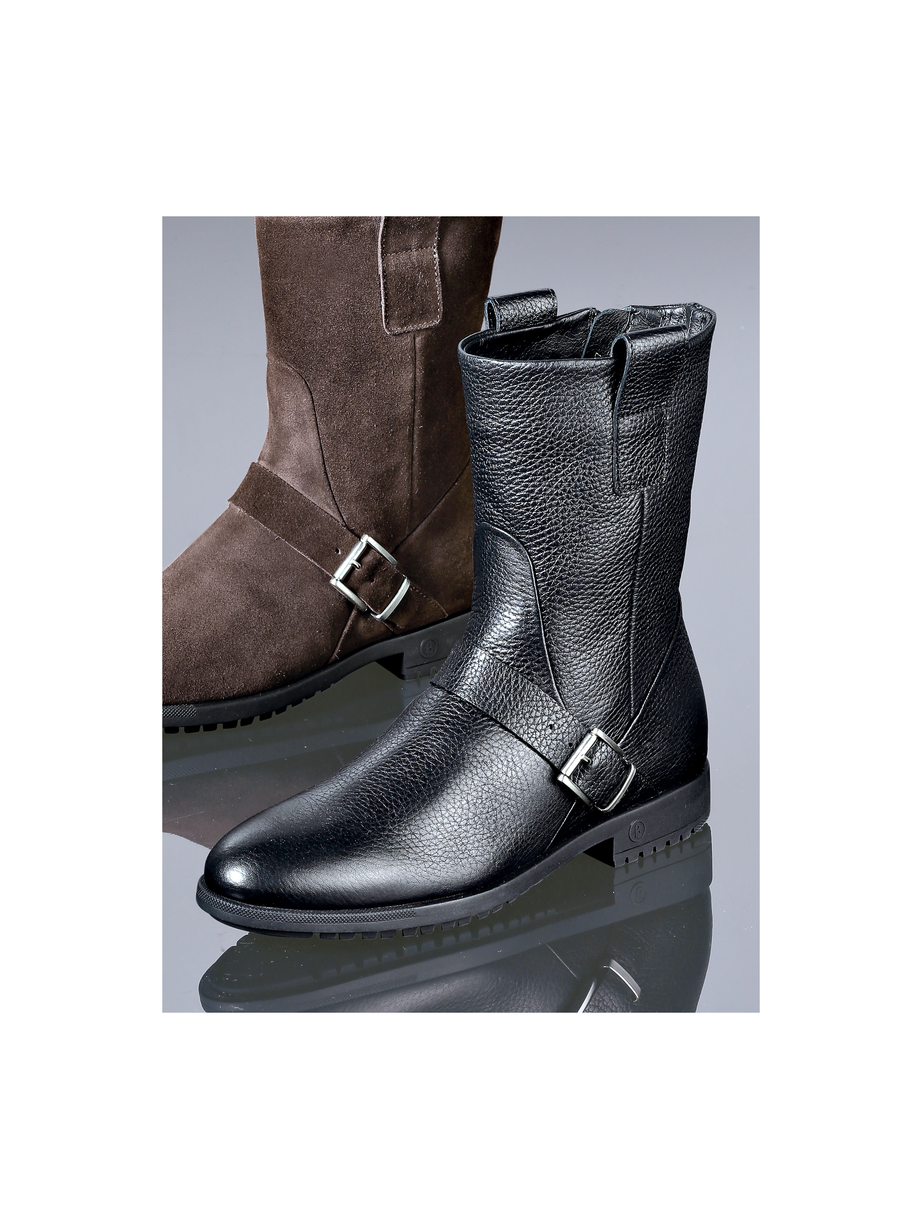 Image of Textured nappa leather biker boots Bogner black