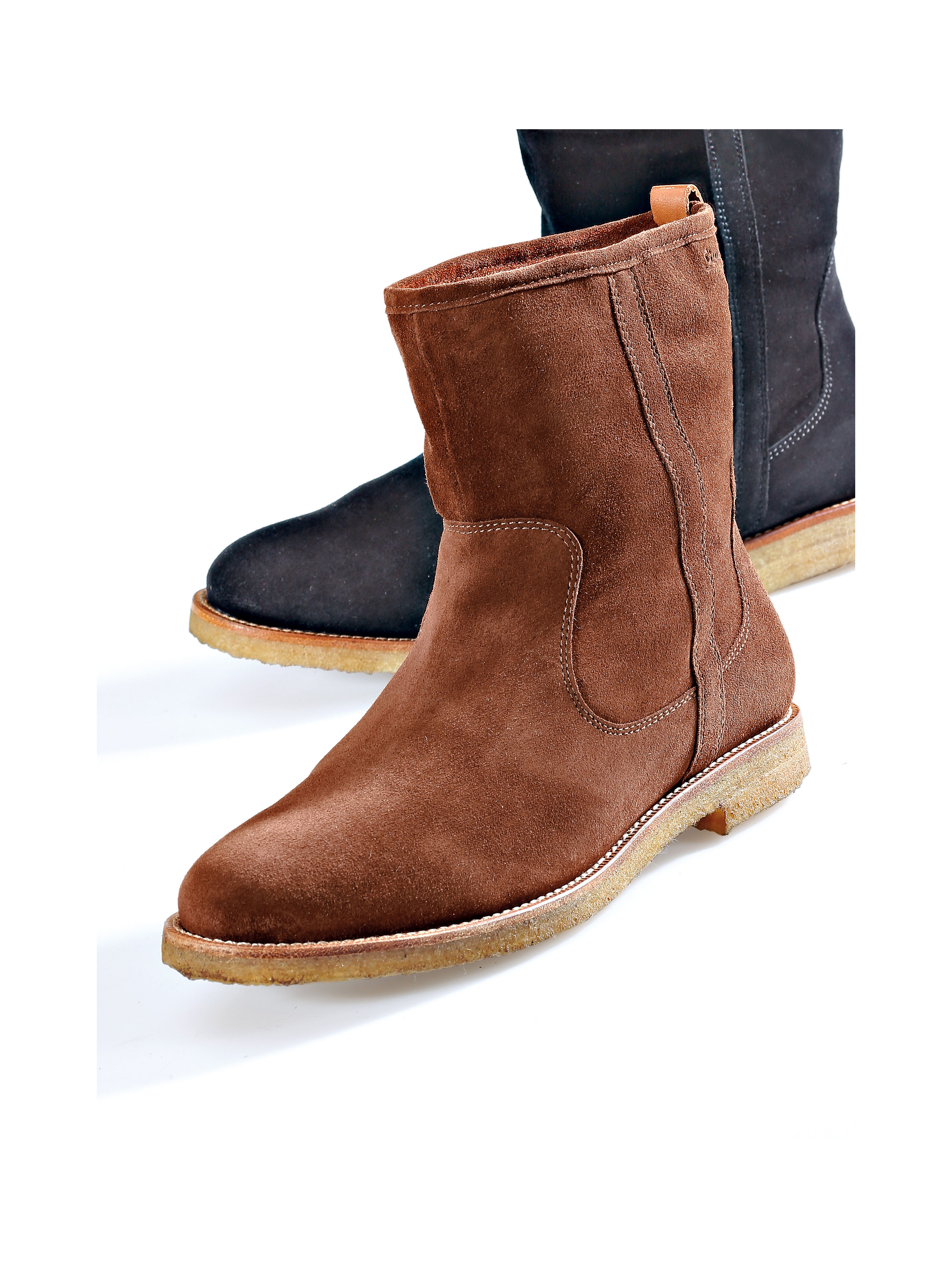 Image of Slip-on calfskin suede ankle boots Sioux brown