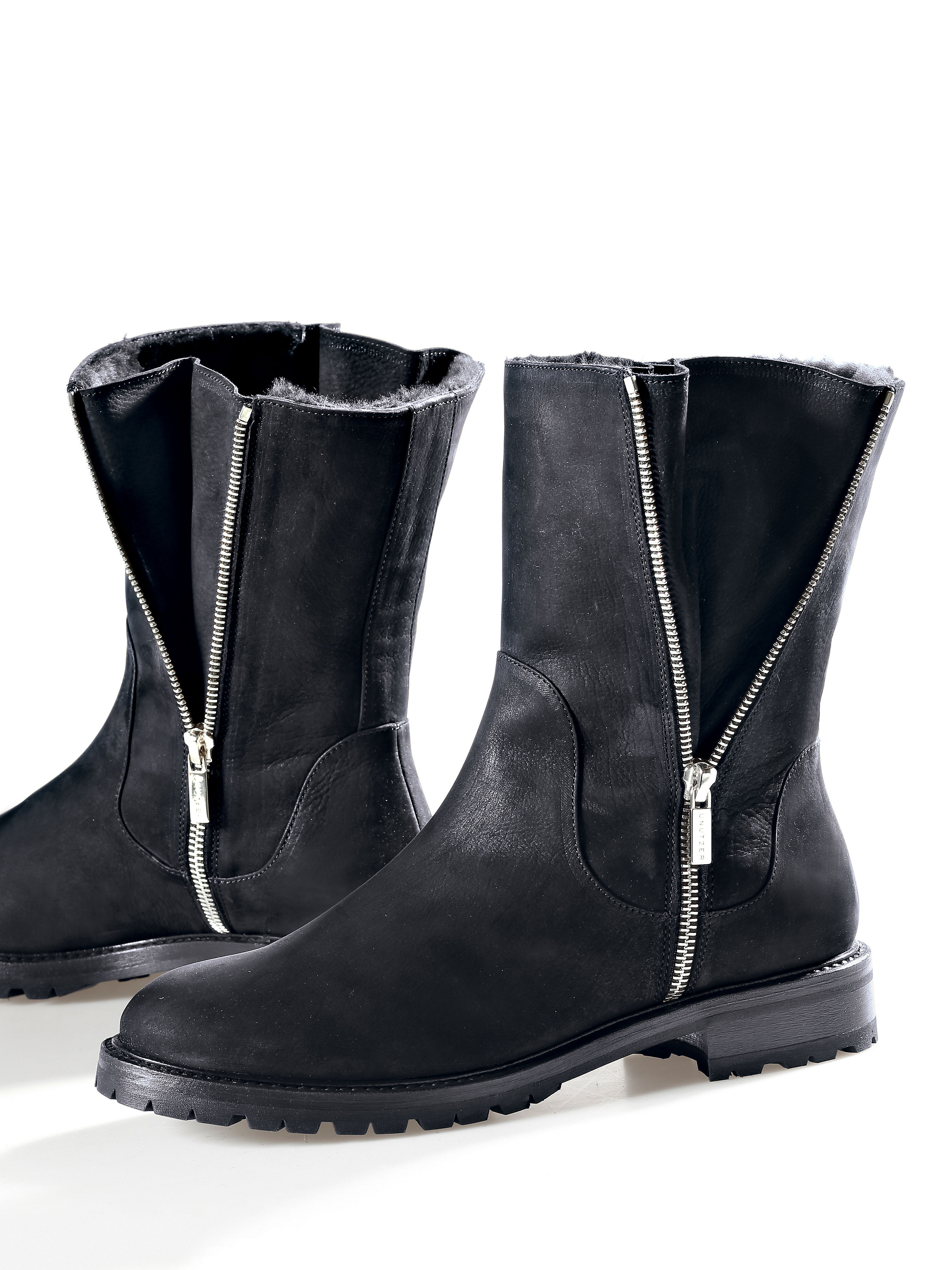 Image of Biker boots made from premium calf nubuck leather UNÜTZER black