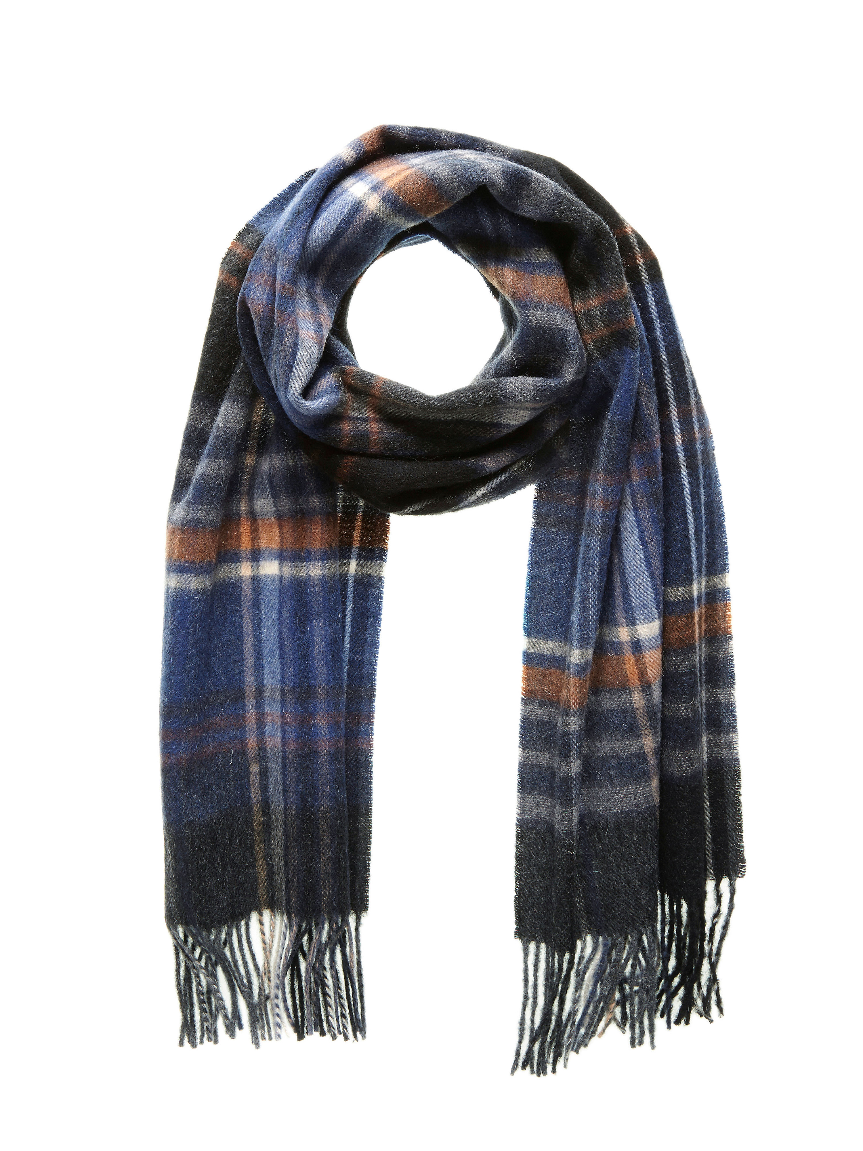 Image of Scarf with a checked design Peter Hahn blue