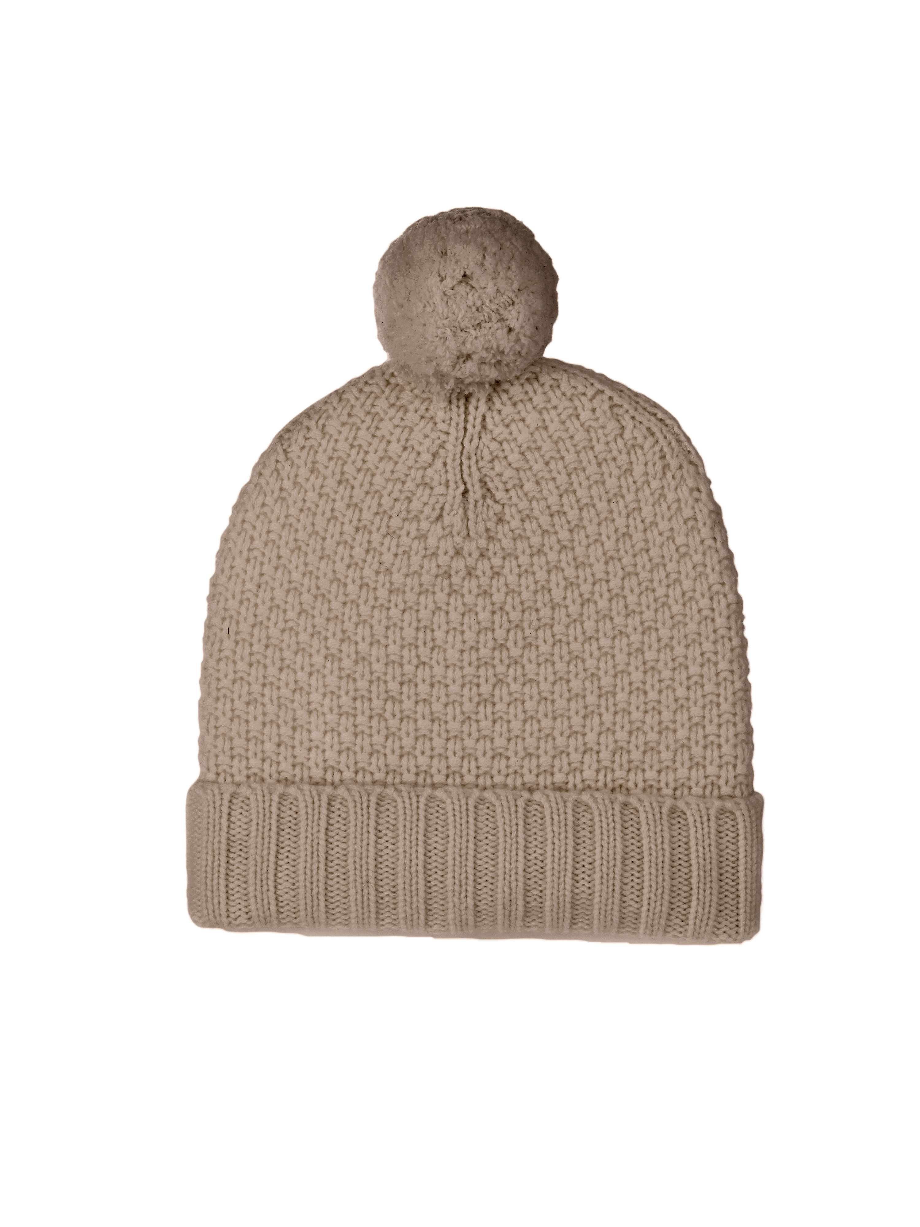 Image of Pure cashmere knitted hat cashmere beige