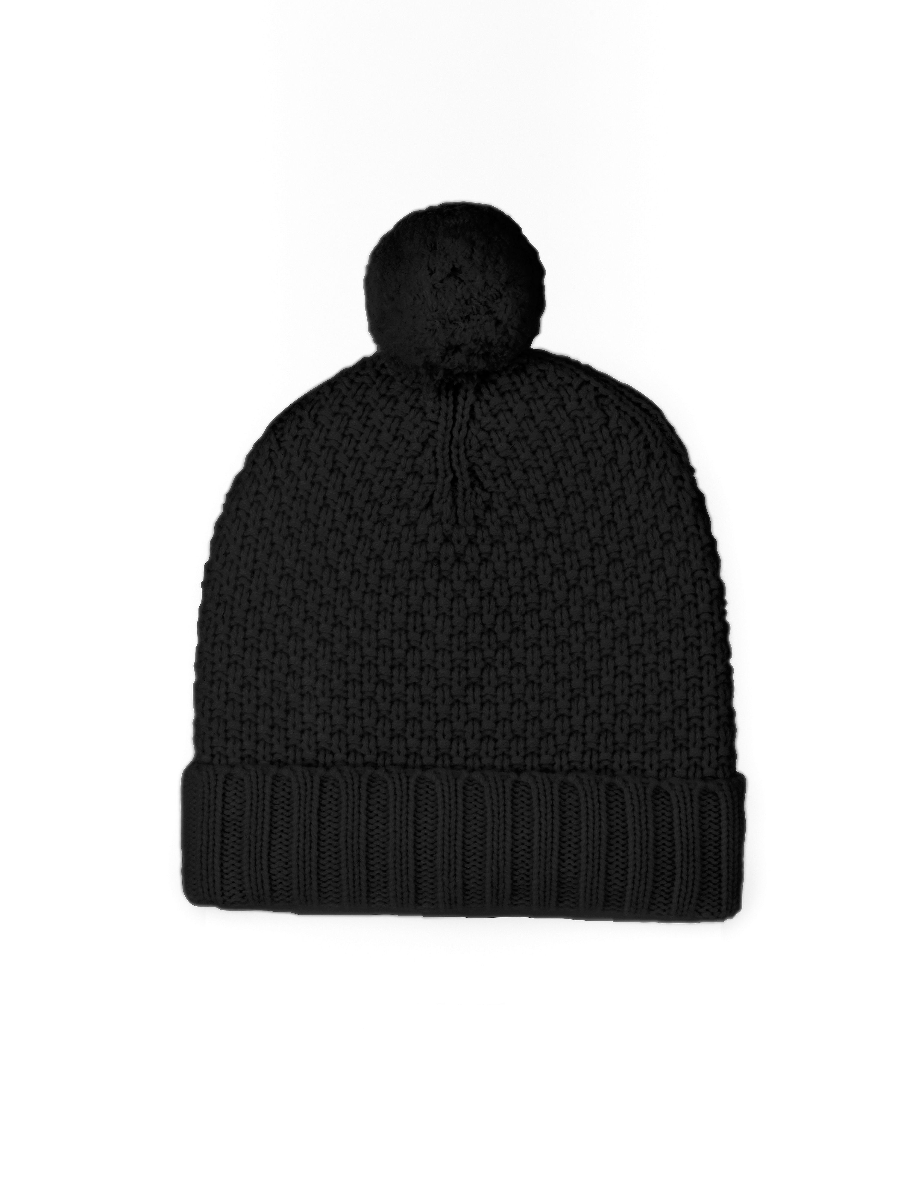Image of Pure cashmere knitted hat cashmere black