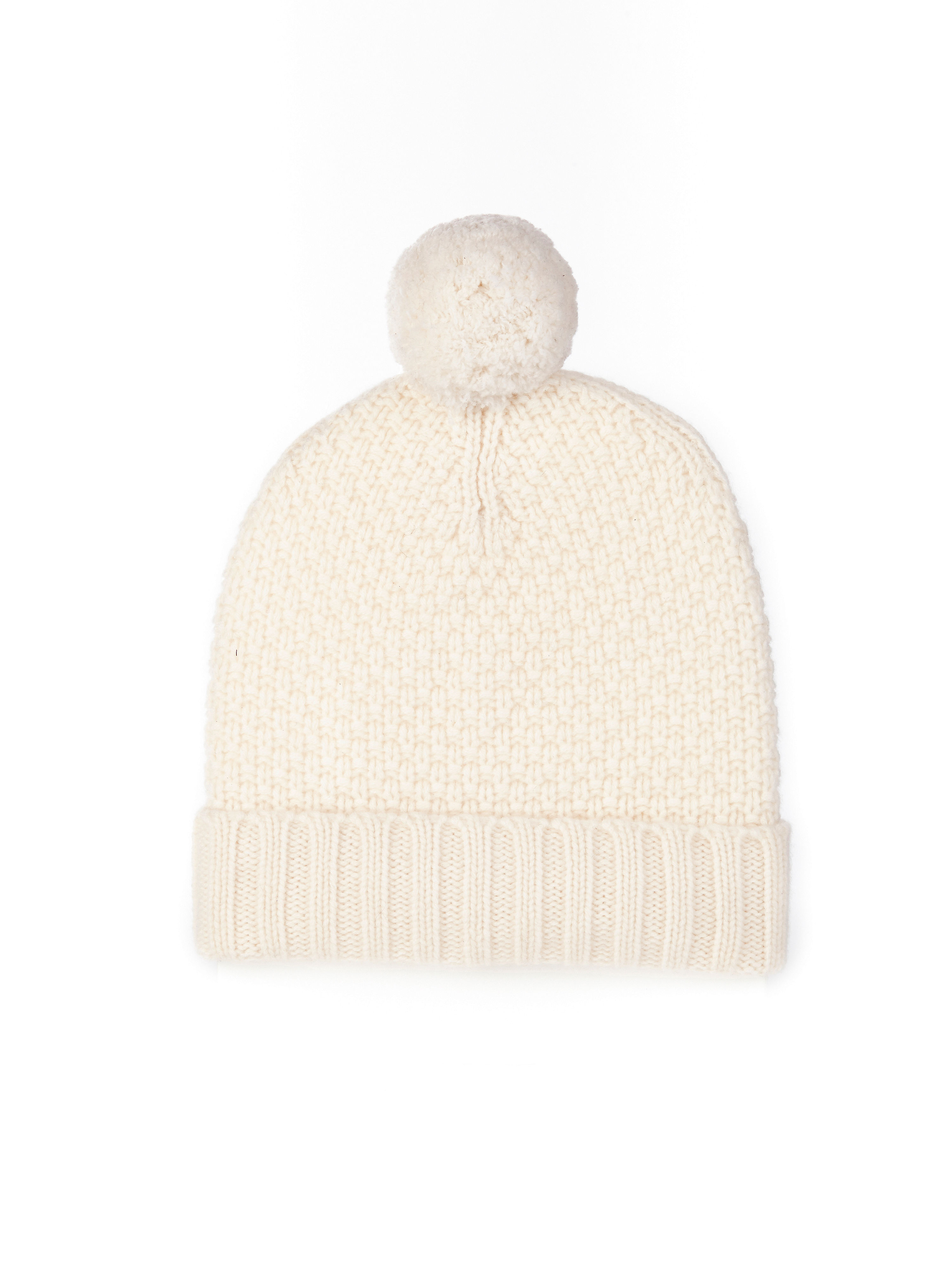 Image of Pure cashmere knitted hat cashmere white