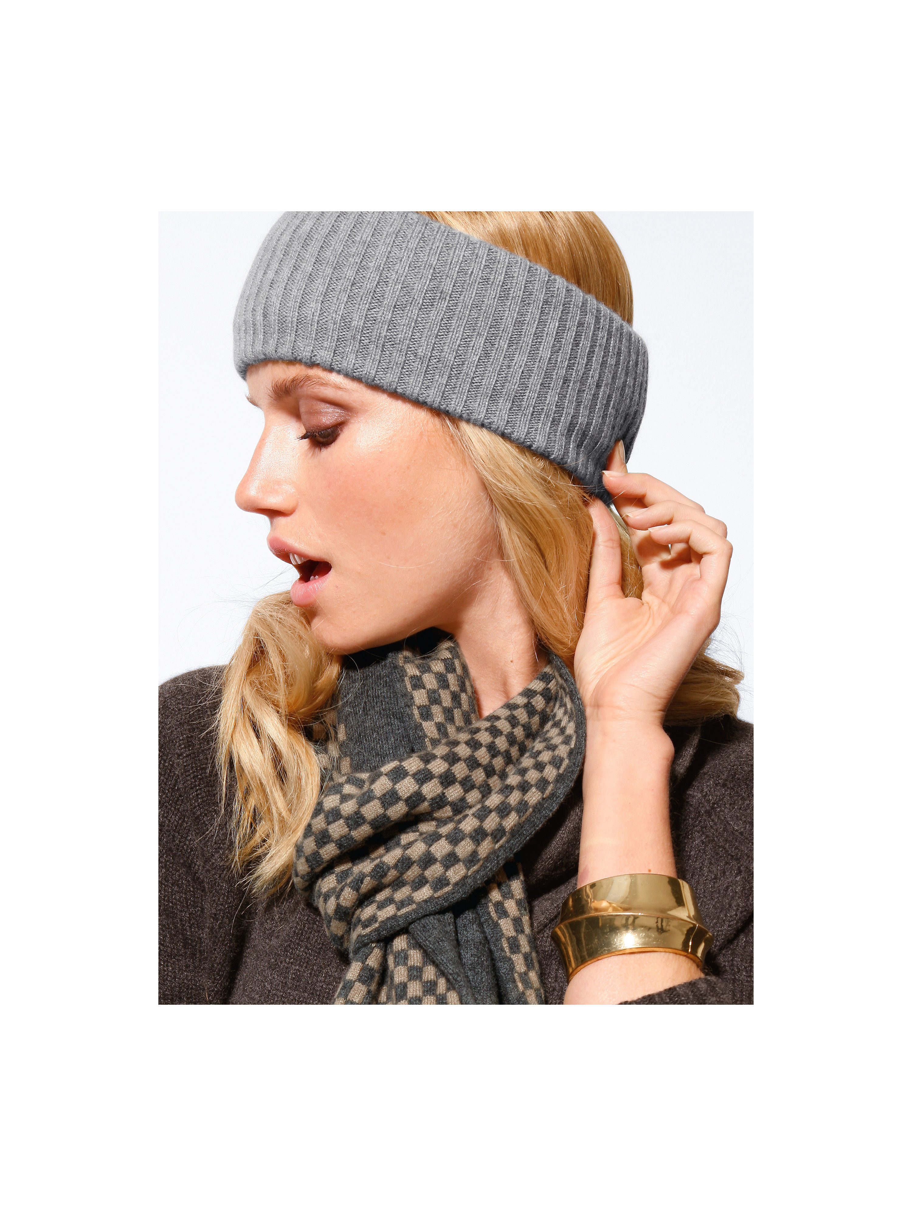 Image of Headband in 100% cashmere cashmere grey