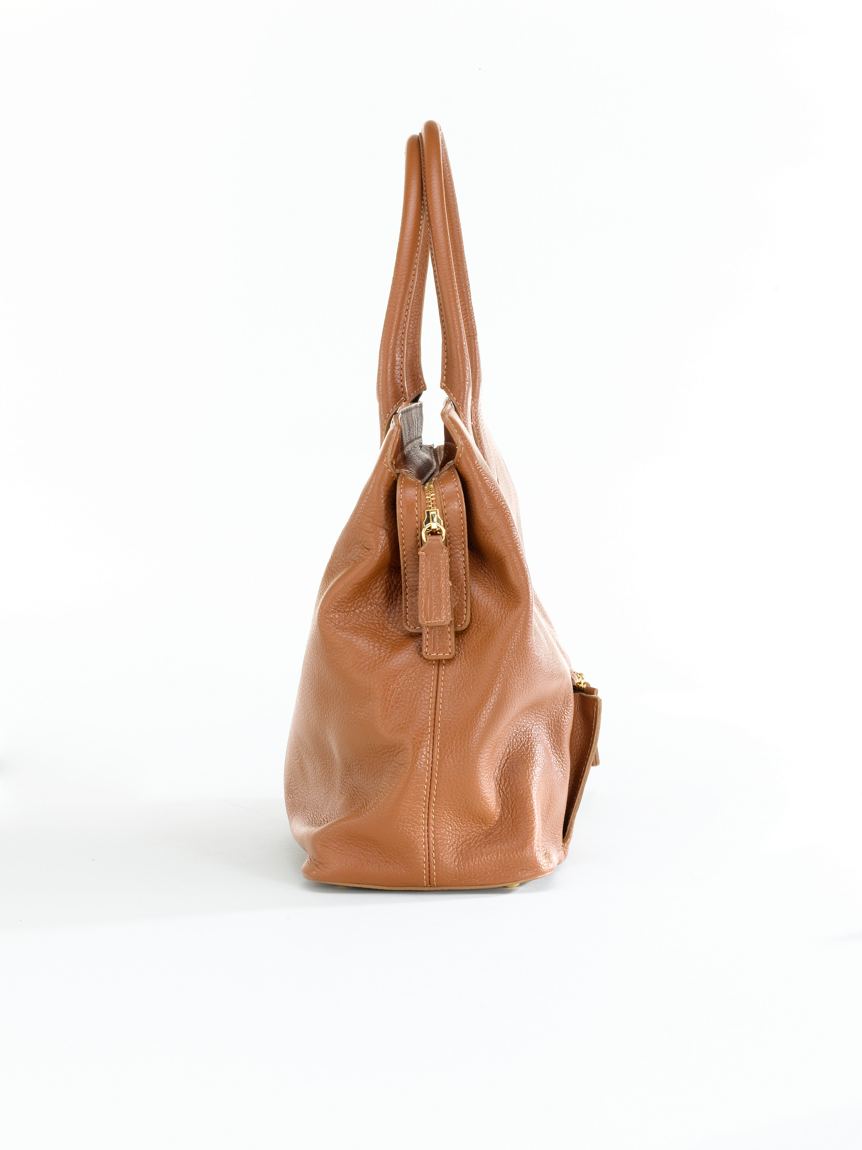 Image of Textured nappa leather bag Fadenmeister Berlin brown