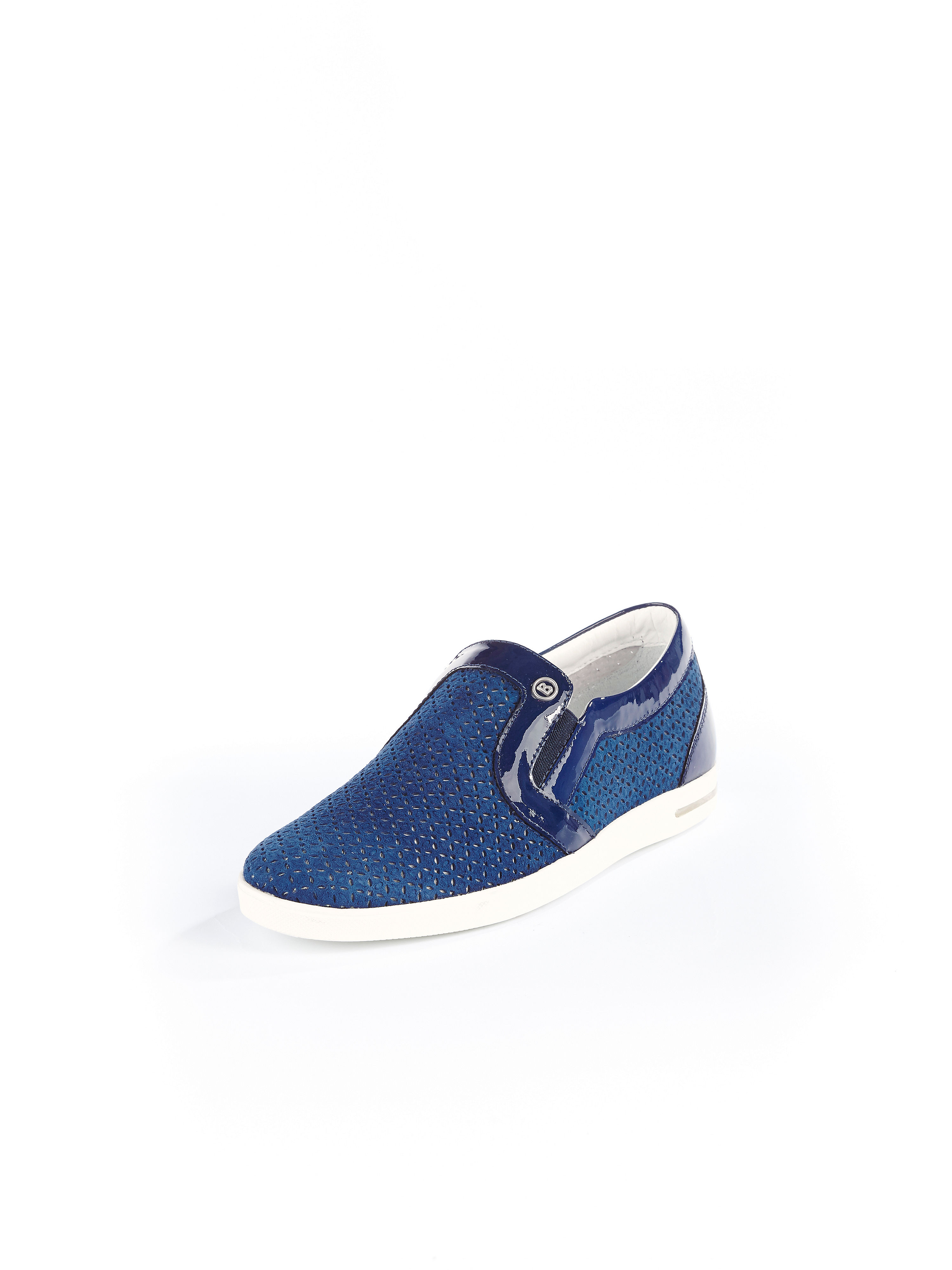 Image of Modern slip-ons made from velvety calfskin suede Bogner blue