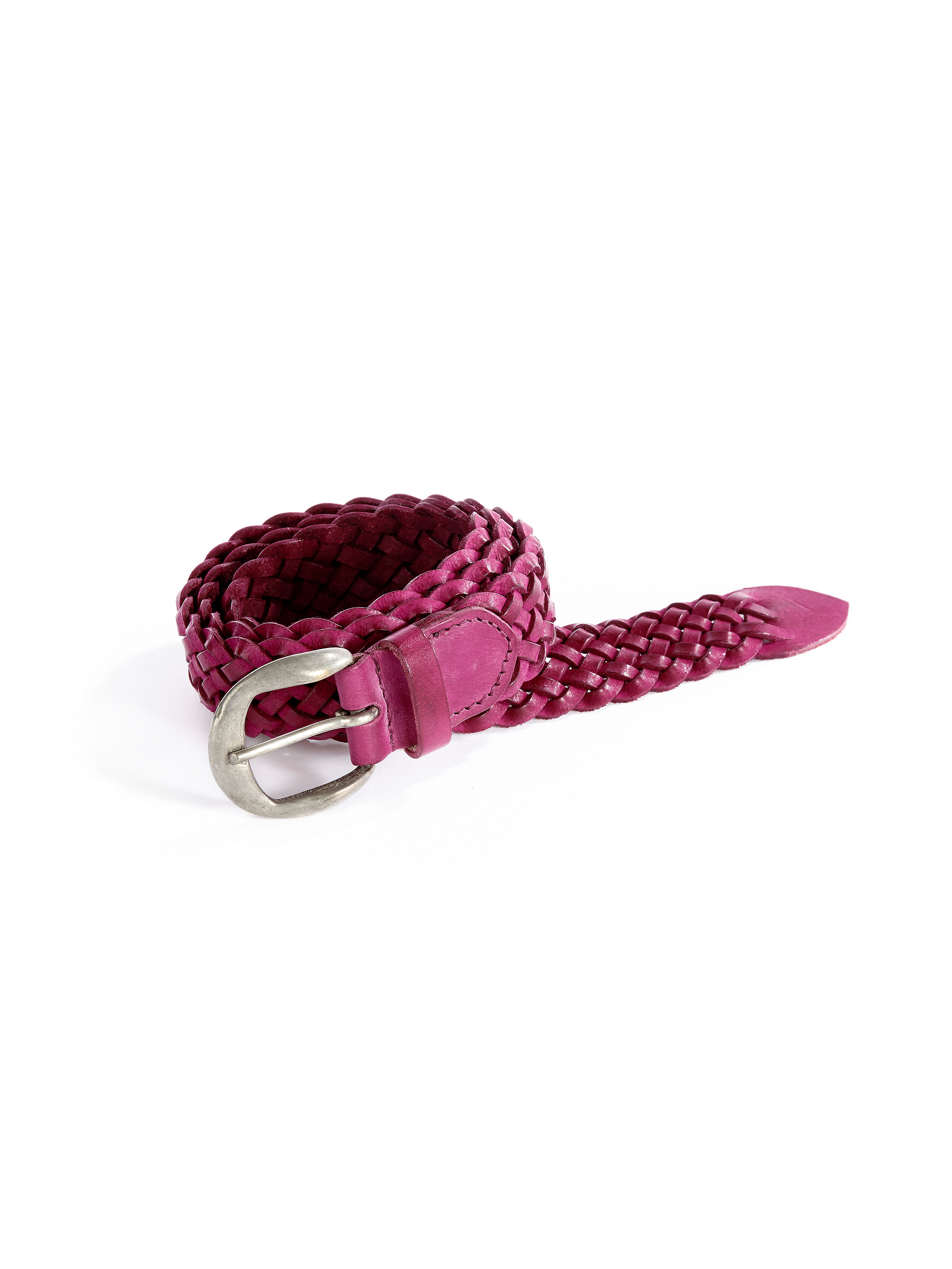 Image of Braided belt made from nappa leather bands Anna Aura bright pink