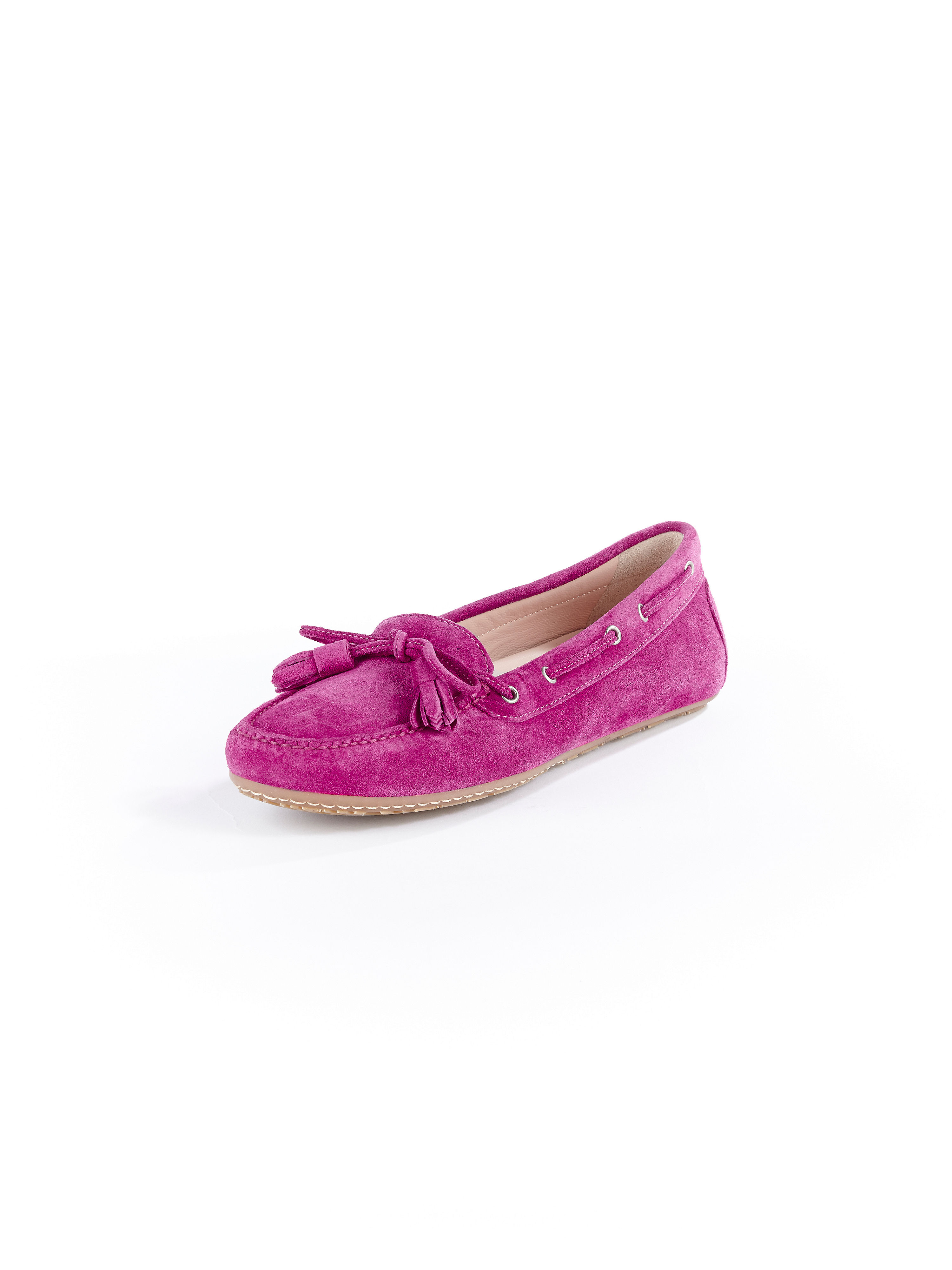 Image of Moccasins in the finest calfskin suede UNÜTZER bright pink