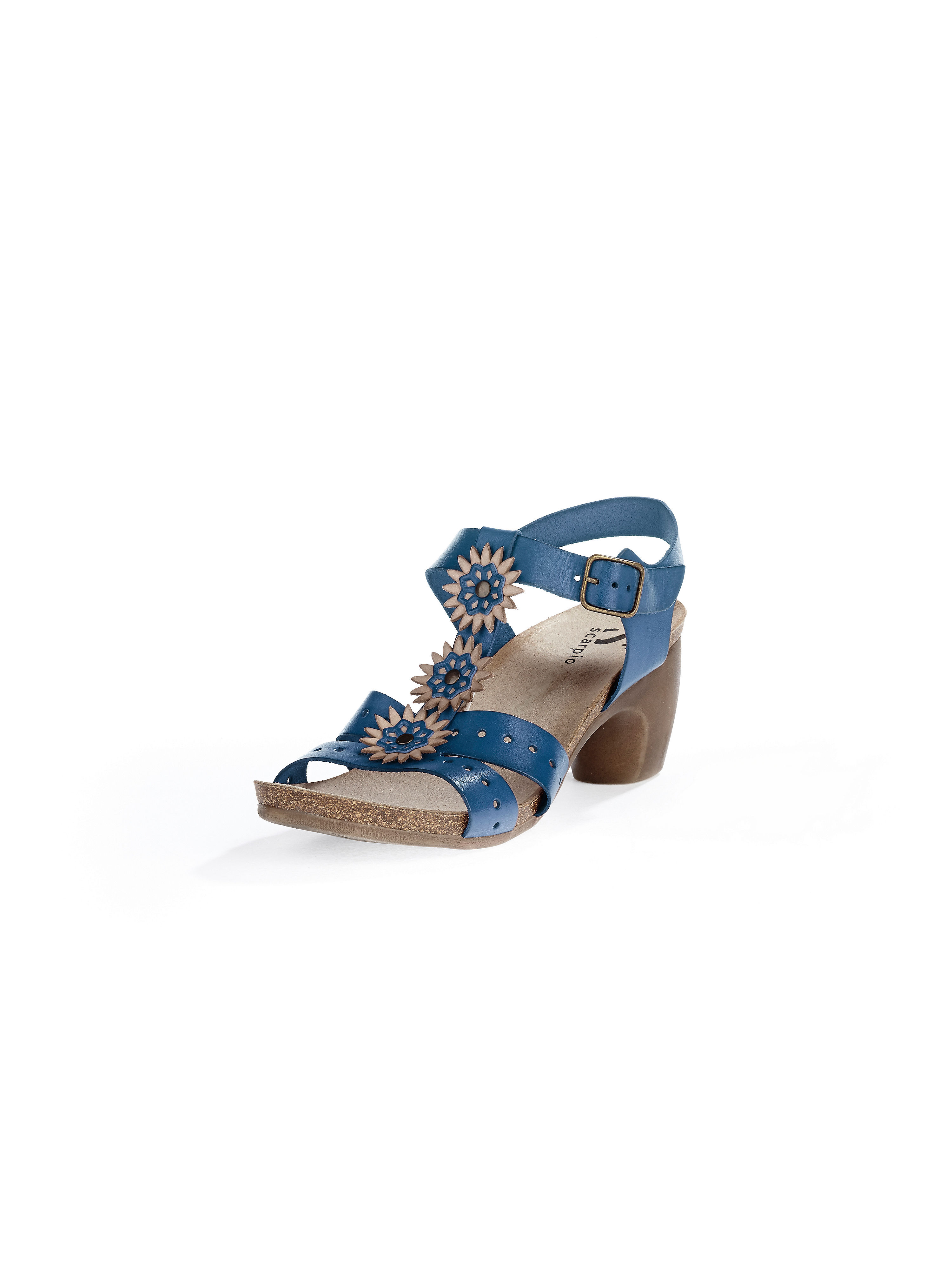 Image of Sandals made from cowskin nappa bands Scarpio blue