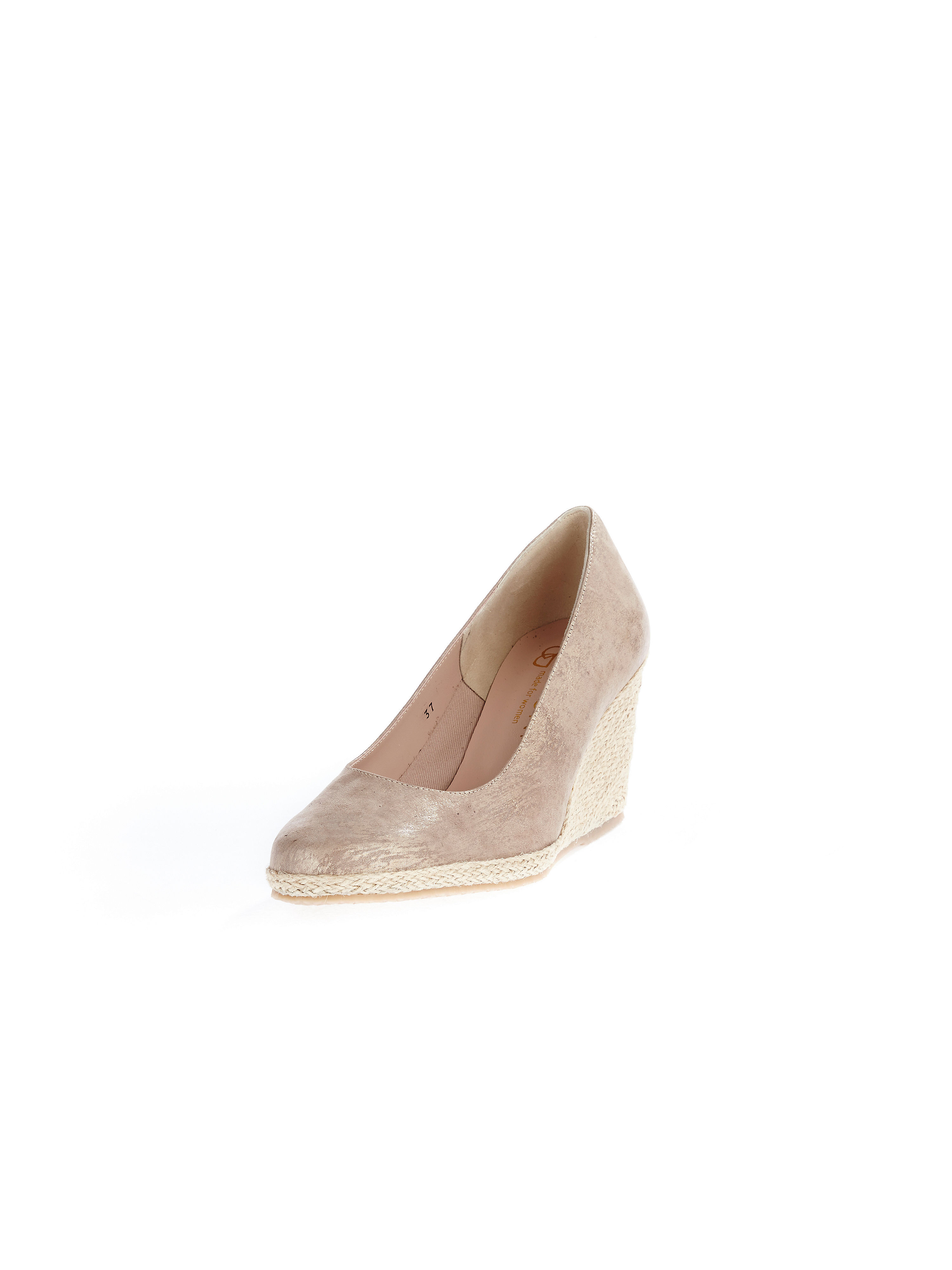 Image of Kidskin suede wedge pumps Ledoni beige