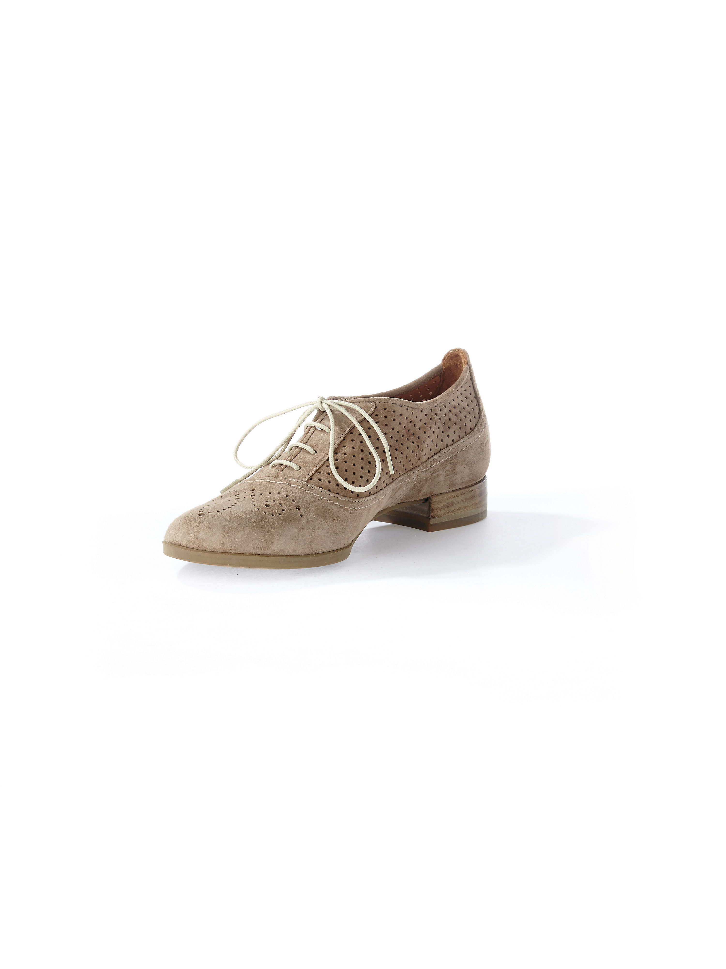 Image of Velvety kidskin suede lace-ups Vabeene beige size: 37