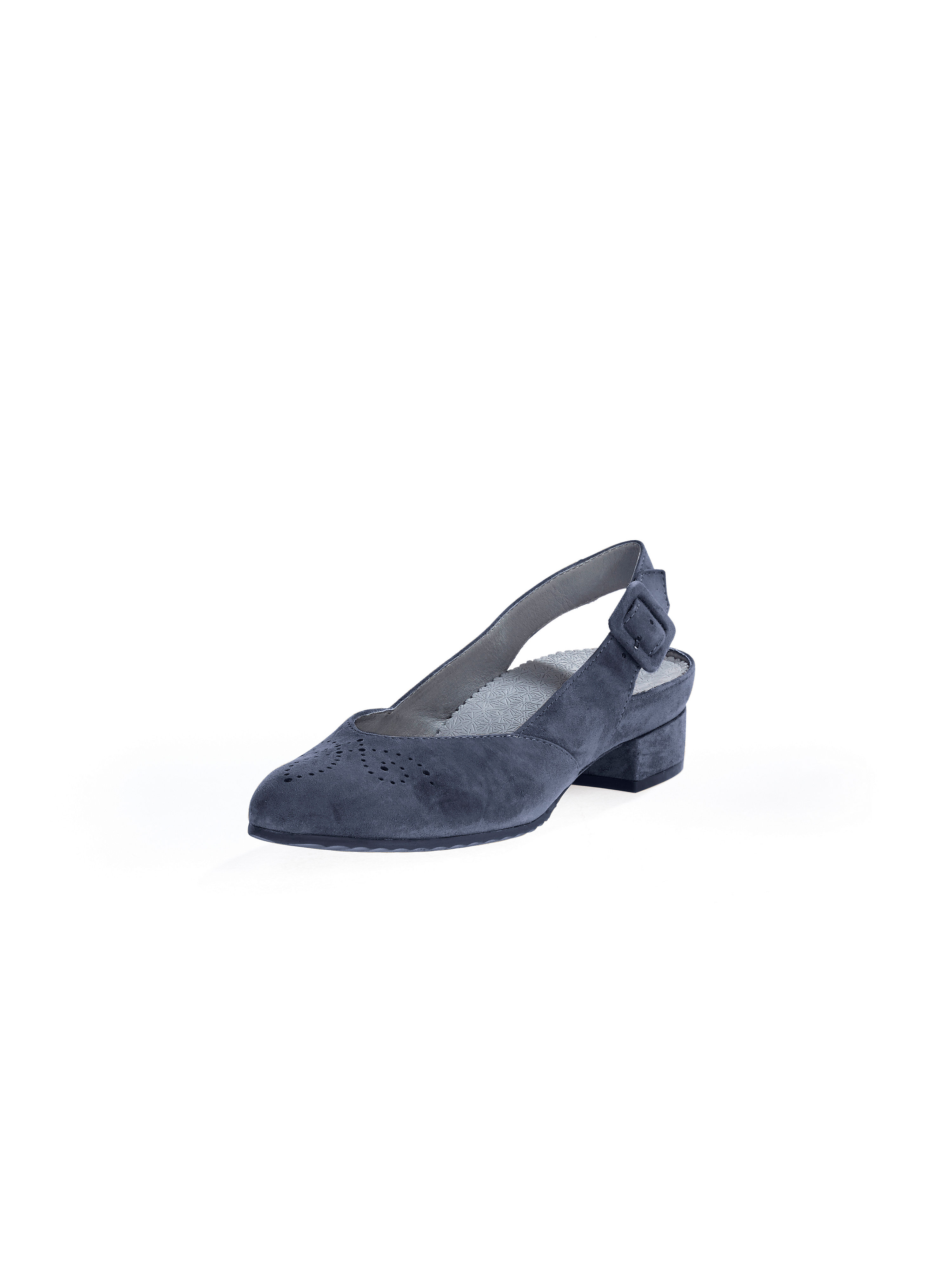 Image of Velvety kidskin suede slingback town shoes Vabeene blue