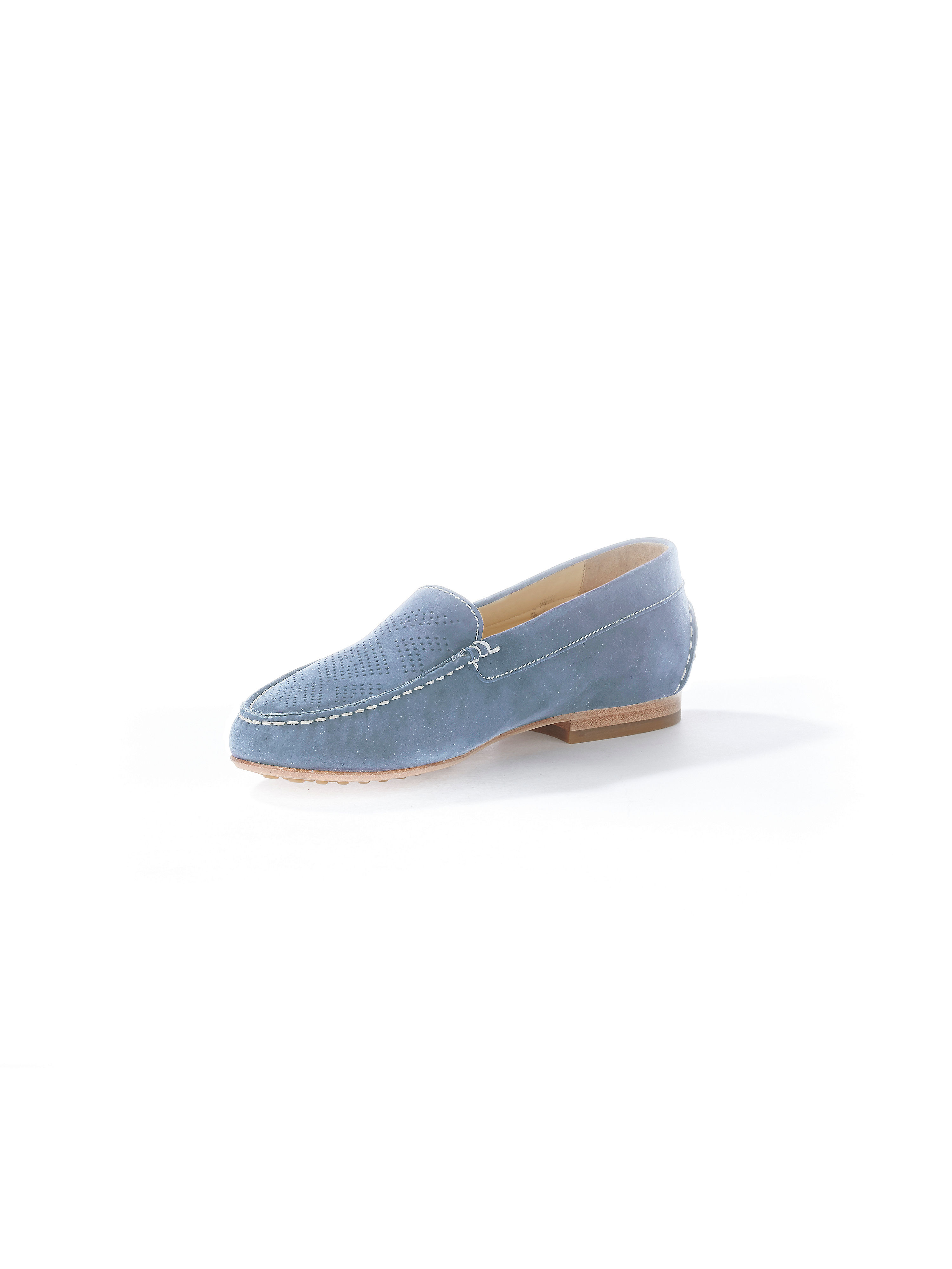 Image of Velvety kidskin suede moccasins Sioux blue