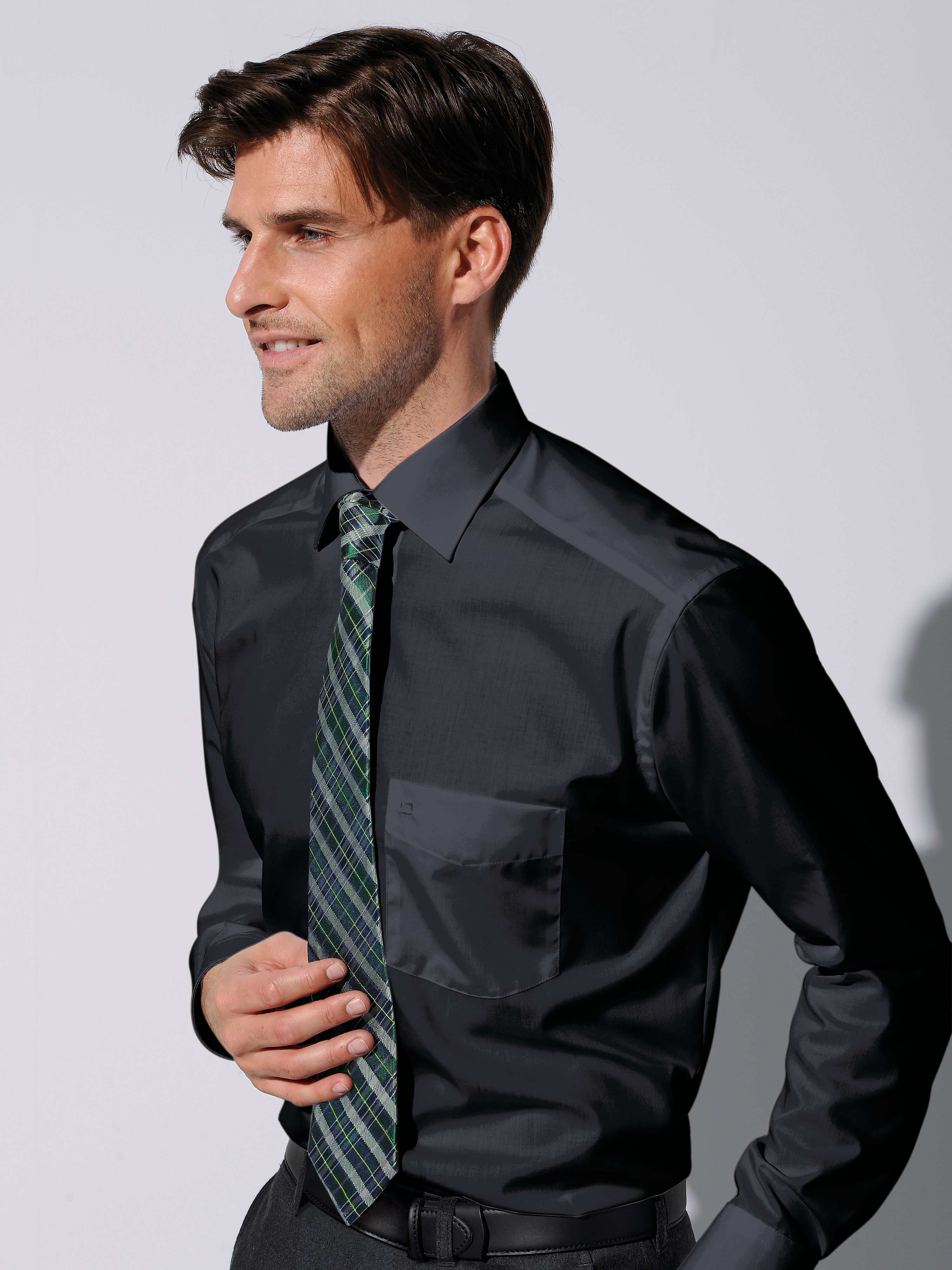 Image of Non-iron shirt Olymp Luxor grey size: 18