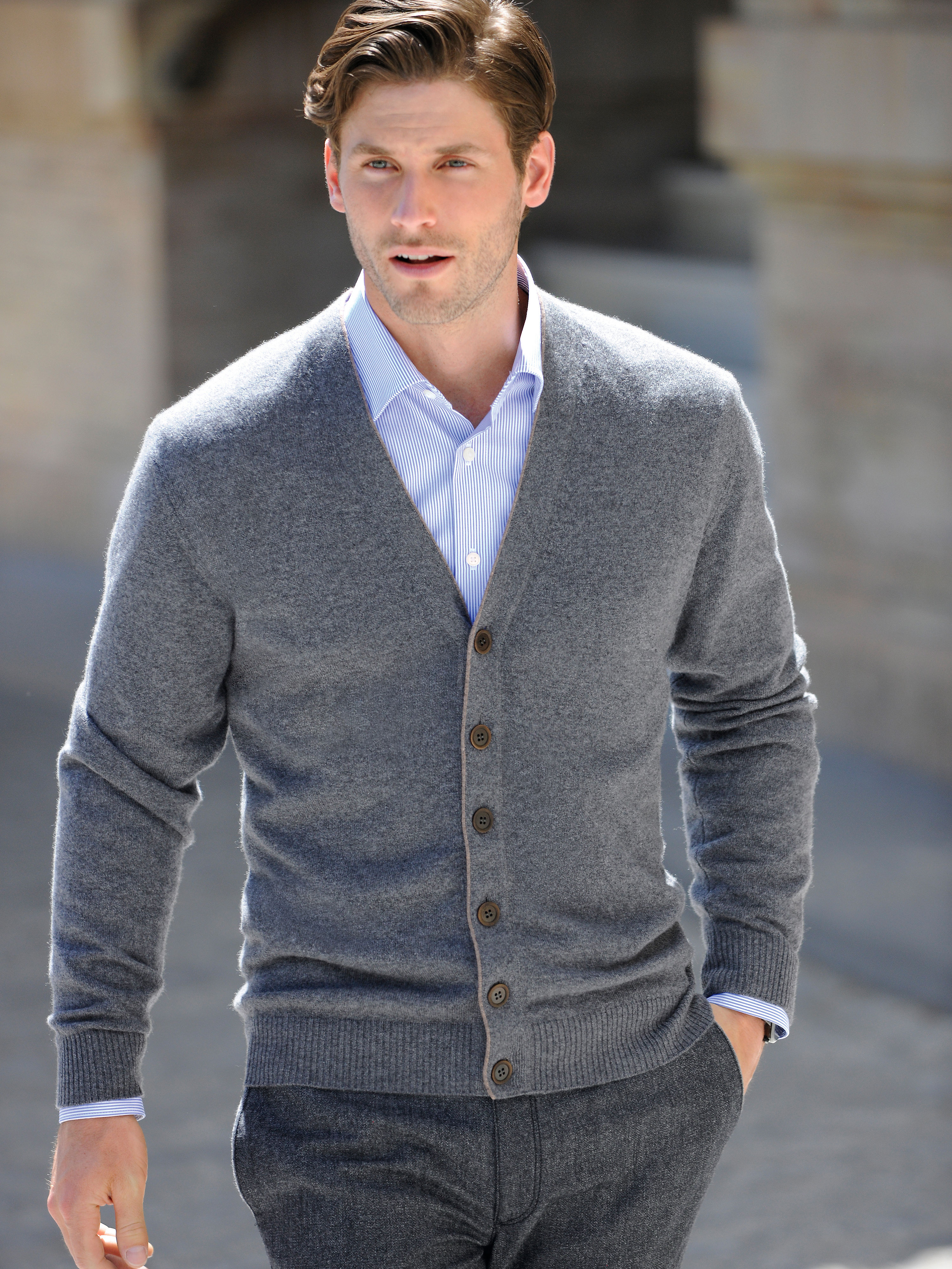 Image of Pure cashmere cardigan Peter Hahn grey size: 38