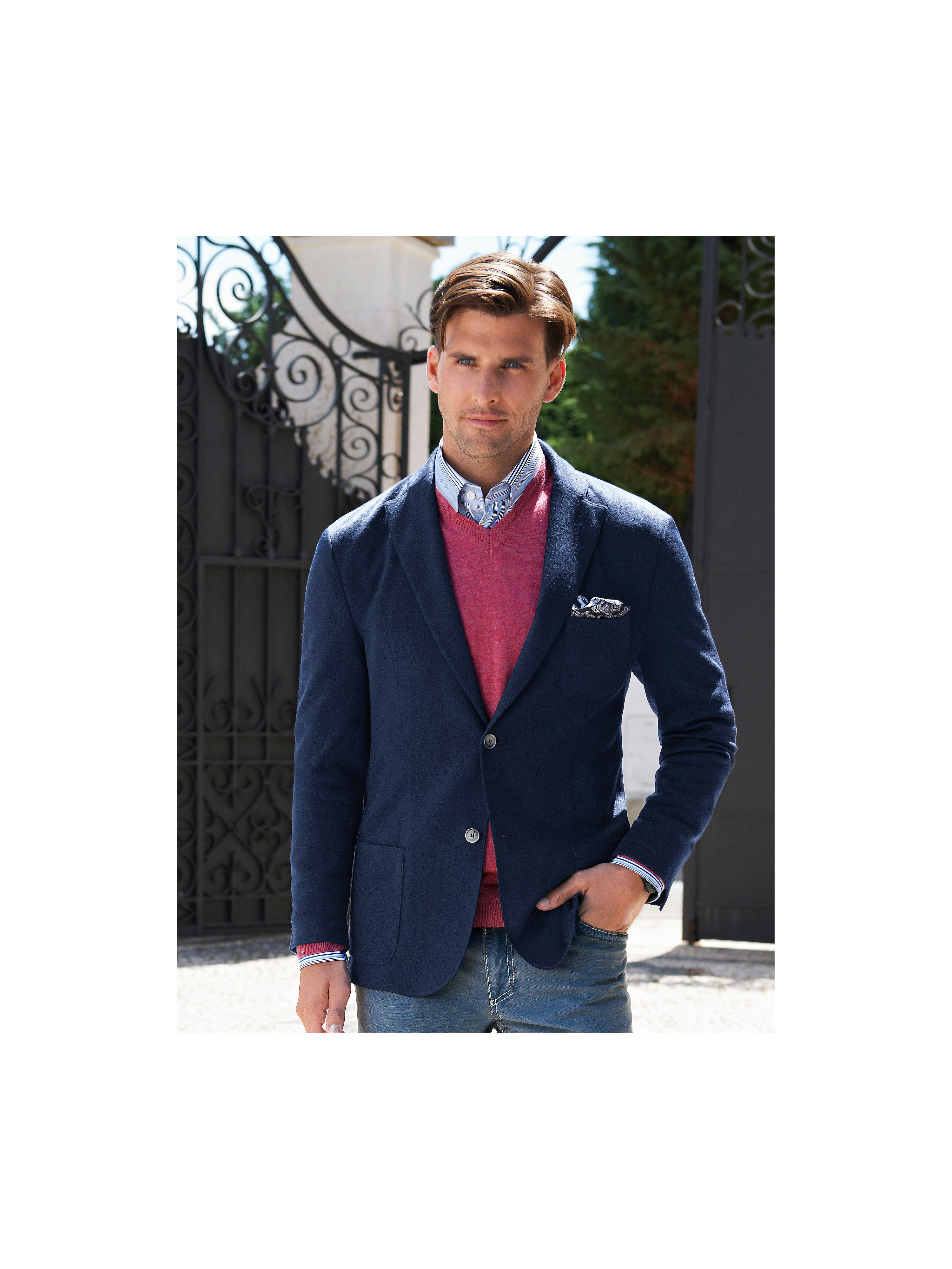 Image of Jersey blazer in 100% new miilled wool Bogner blue