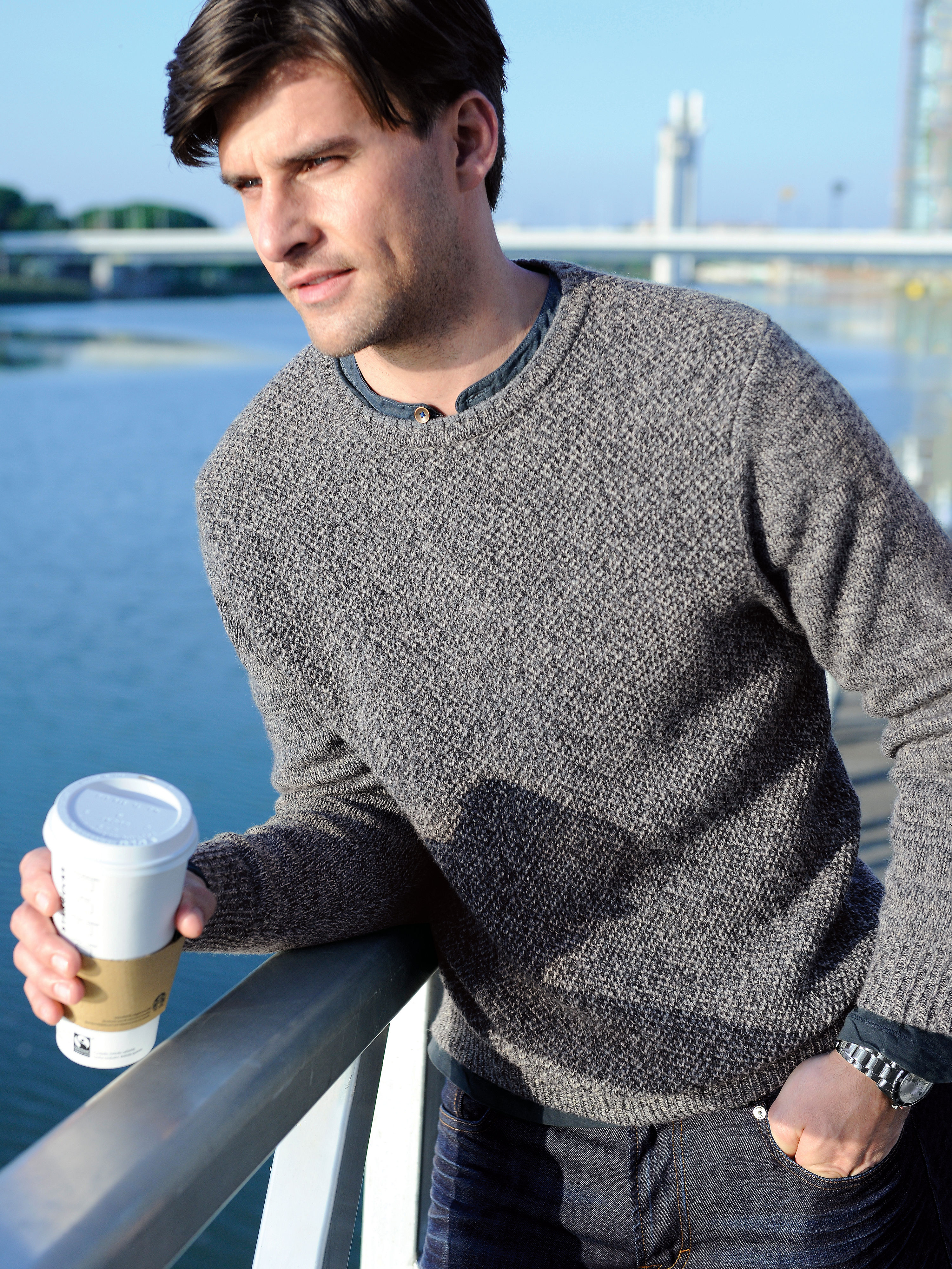 Image of Jumper in 100% new milled wool Peter Hahn black size: 48