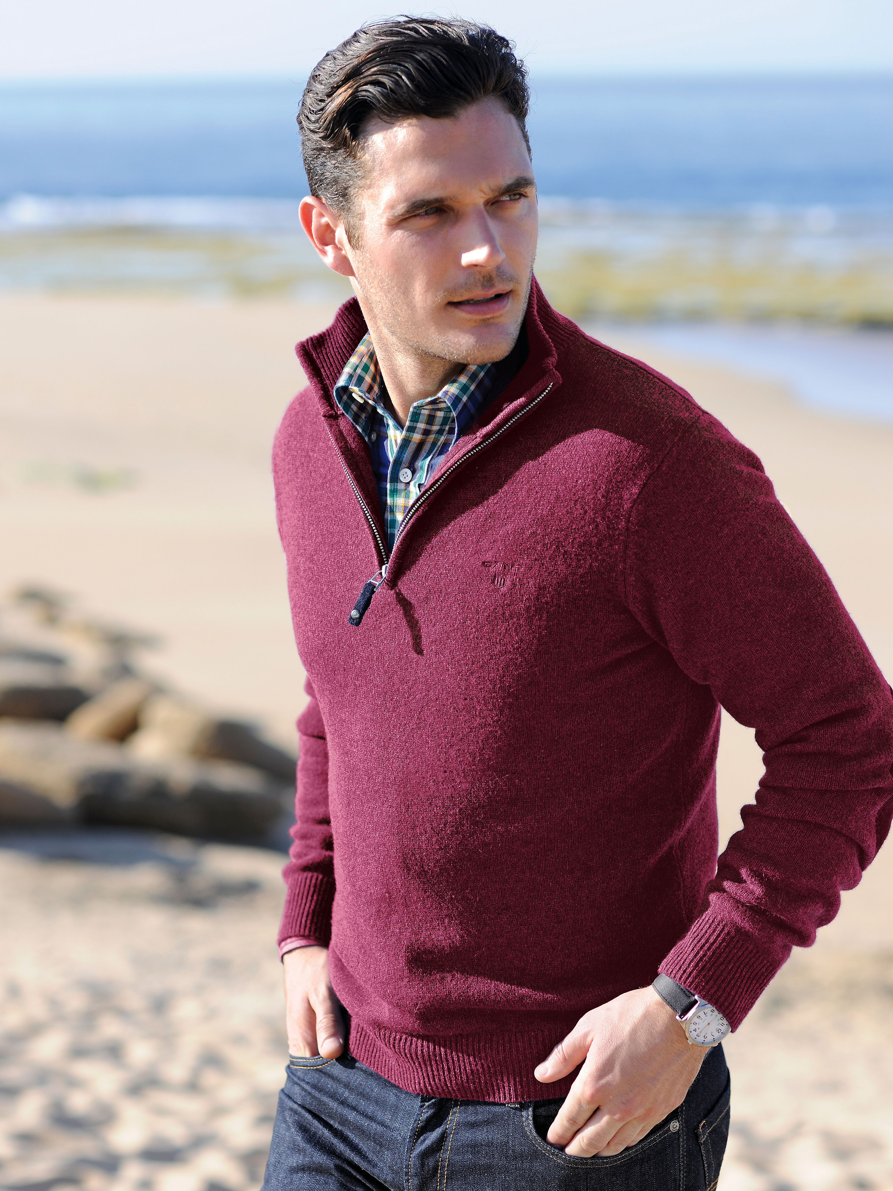 Image of Zip neck pullover GANT red