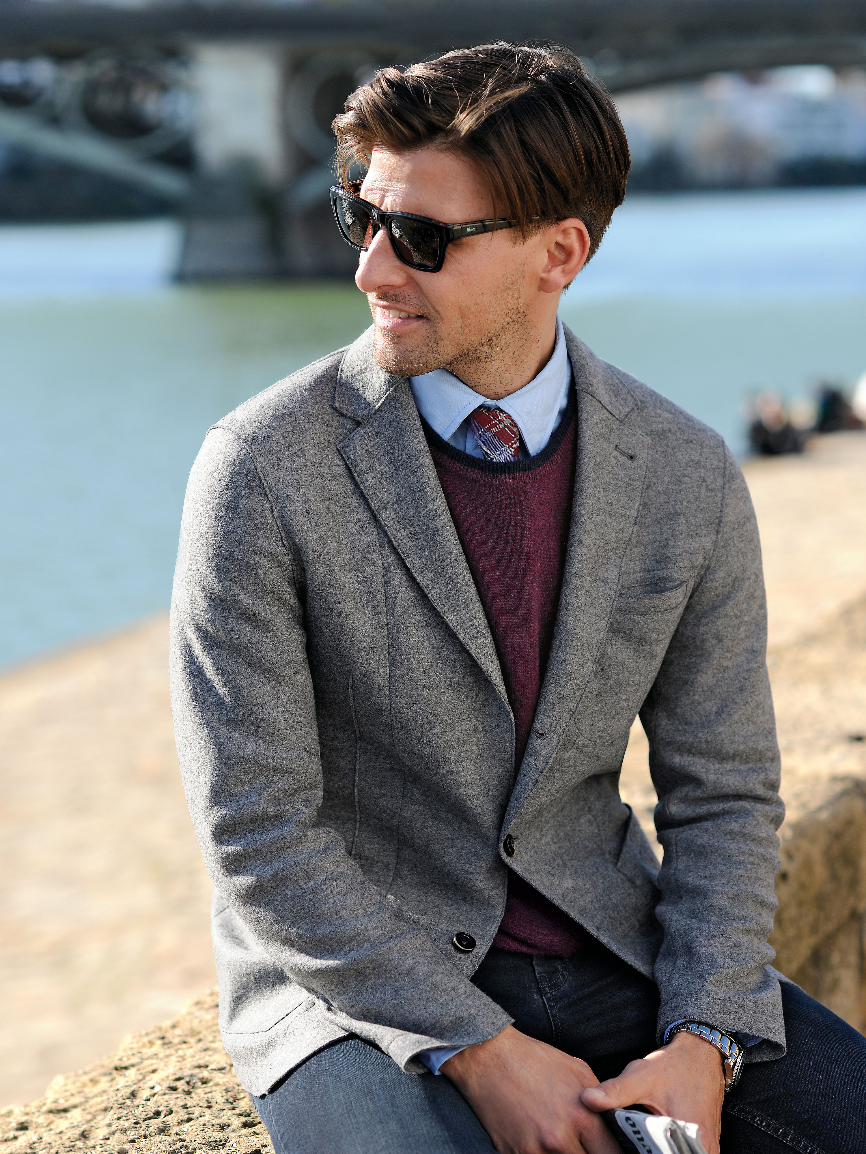 Image of Sports jacket in a milled wool look Bugatti grey