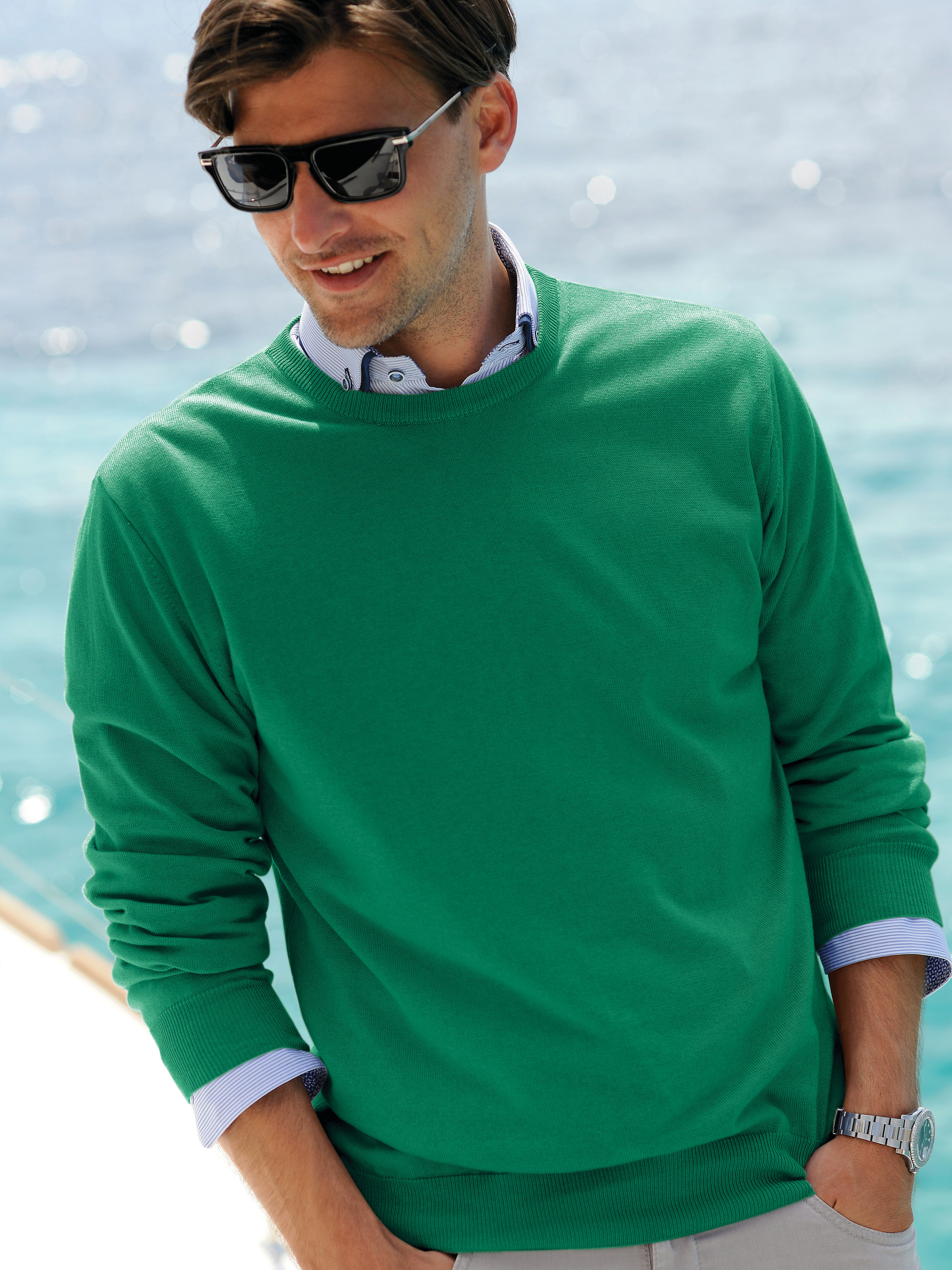 Image of Round neck jumper Peter Hahn green size: 48